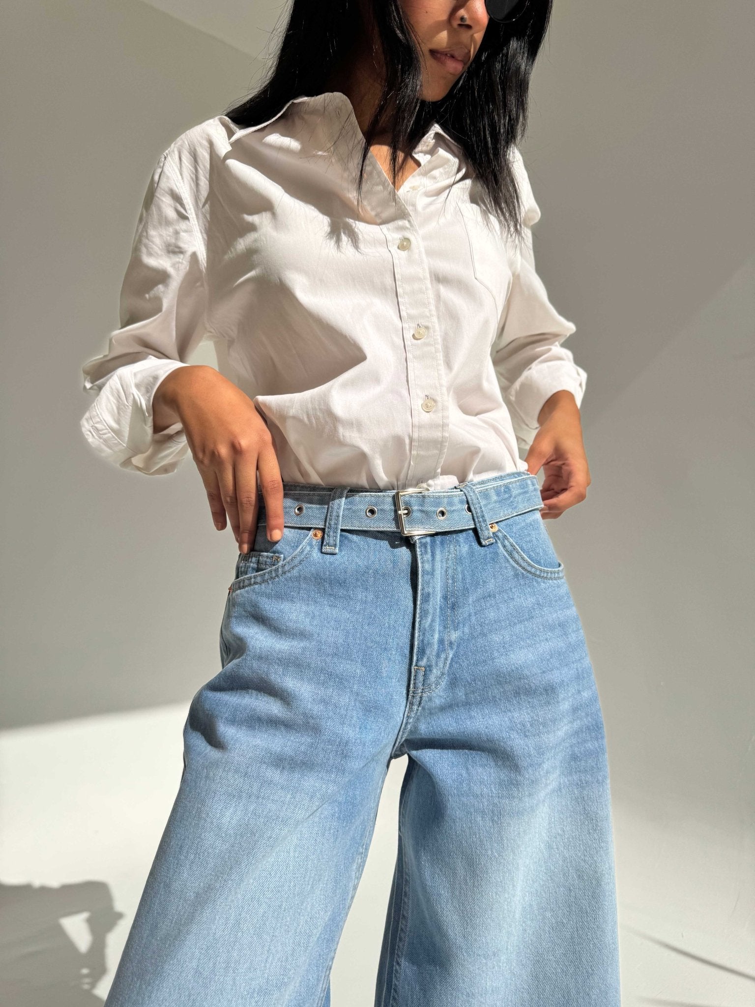 Super Baggy – Mid-Rise Powder Blue Jeans baggy CIZARO - Cizaro Jeans