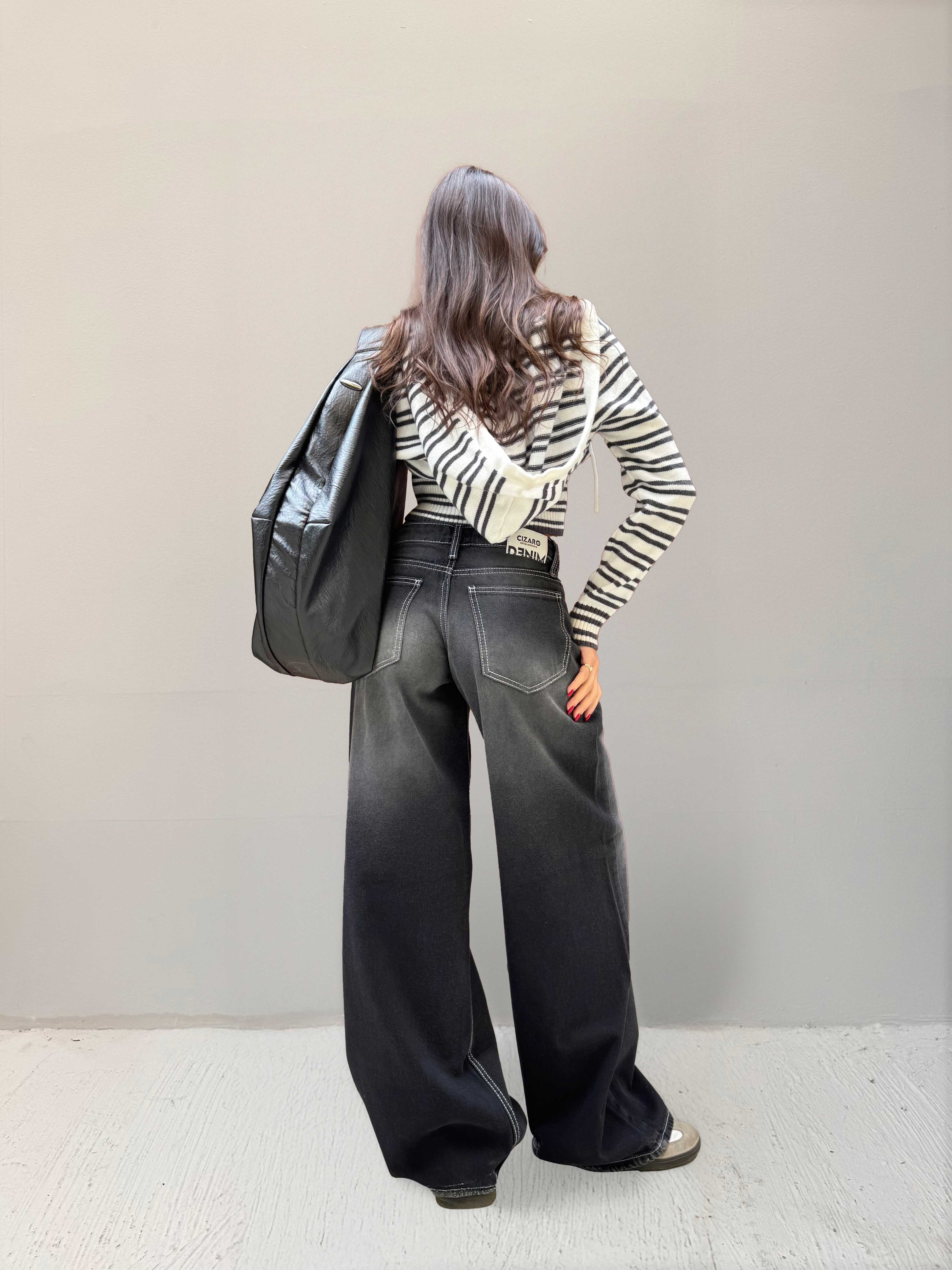 Baggy – Low-Waist Faded Washed Black Jeans Baggy CIZARO - Cizaro Jeans