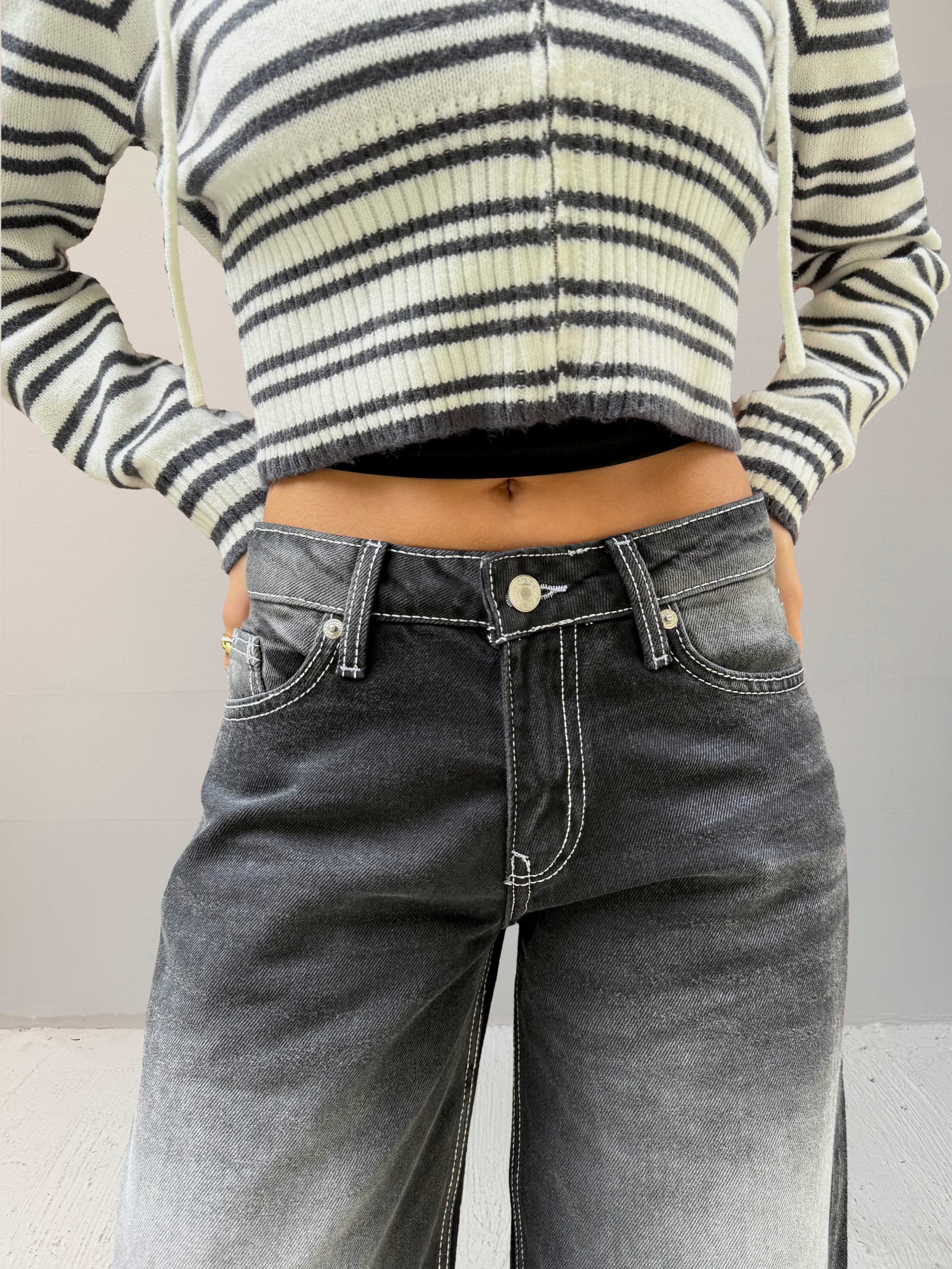 Baggy – Low-Waist Faded Washed Black Jeans Baggy CIZARO - Cizaro Jeans