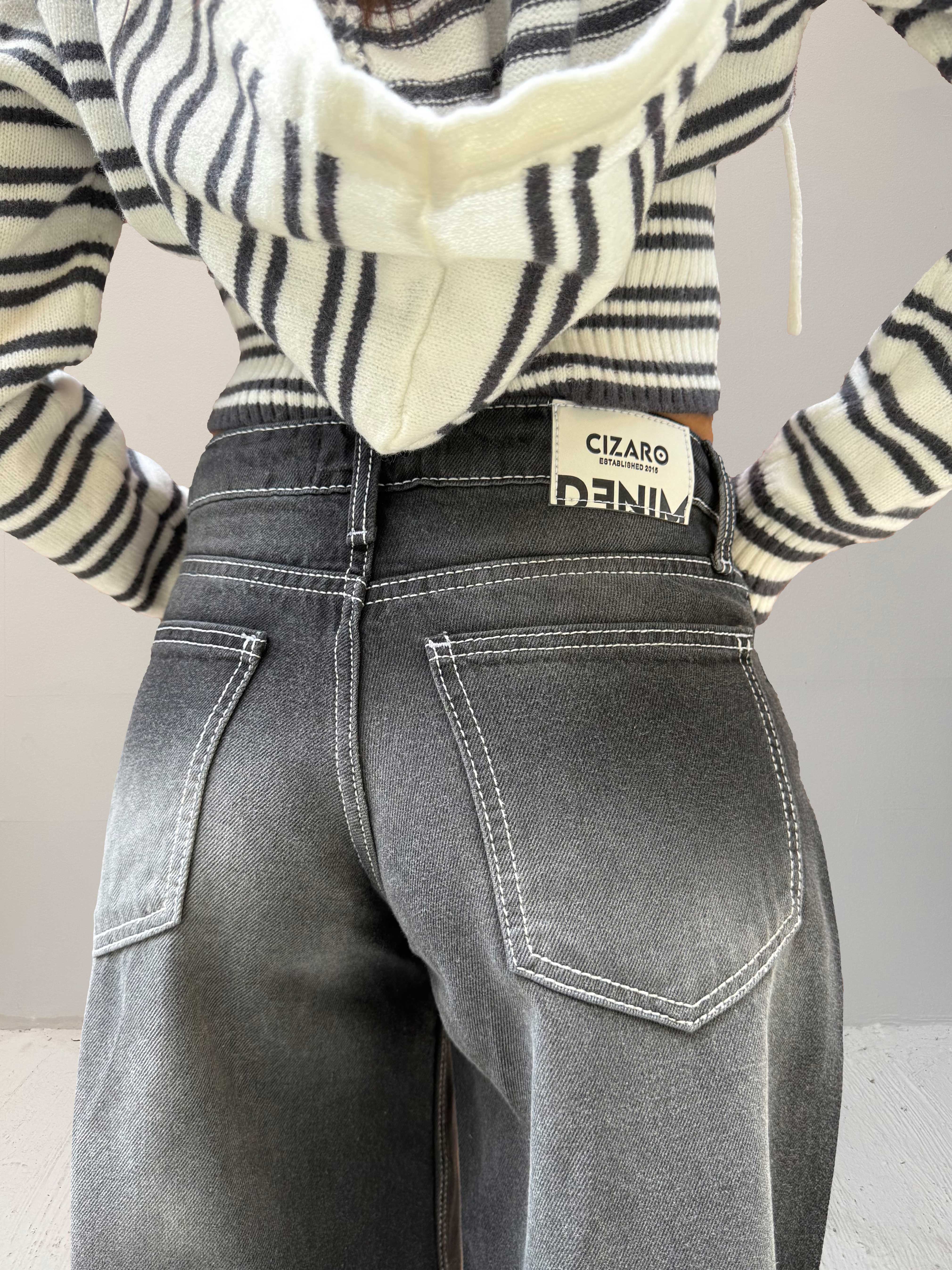 Baggy – Low-Waist Faded Washed Black Jeans Baggy CIZARO - Cizaro Jeans