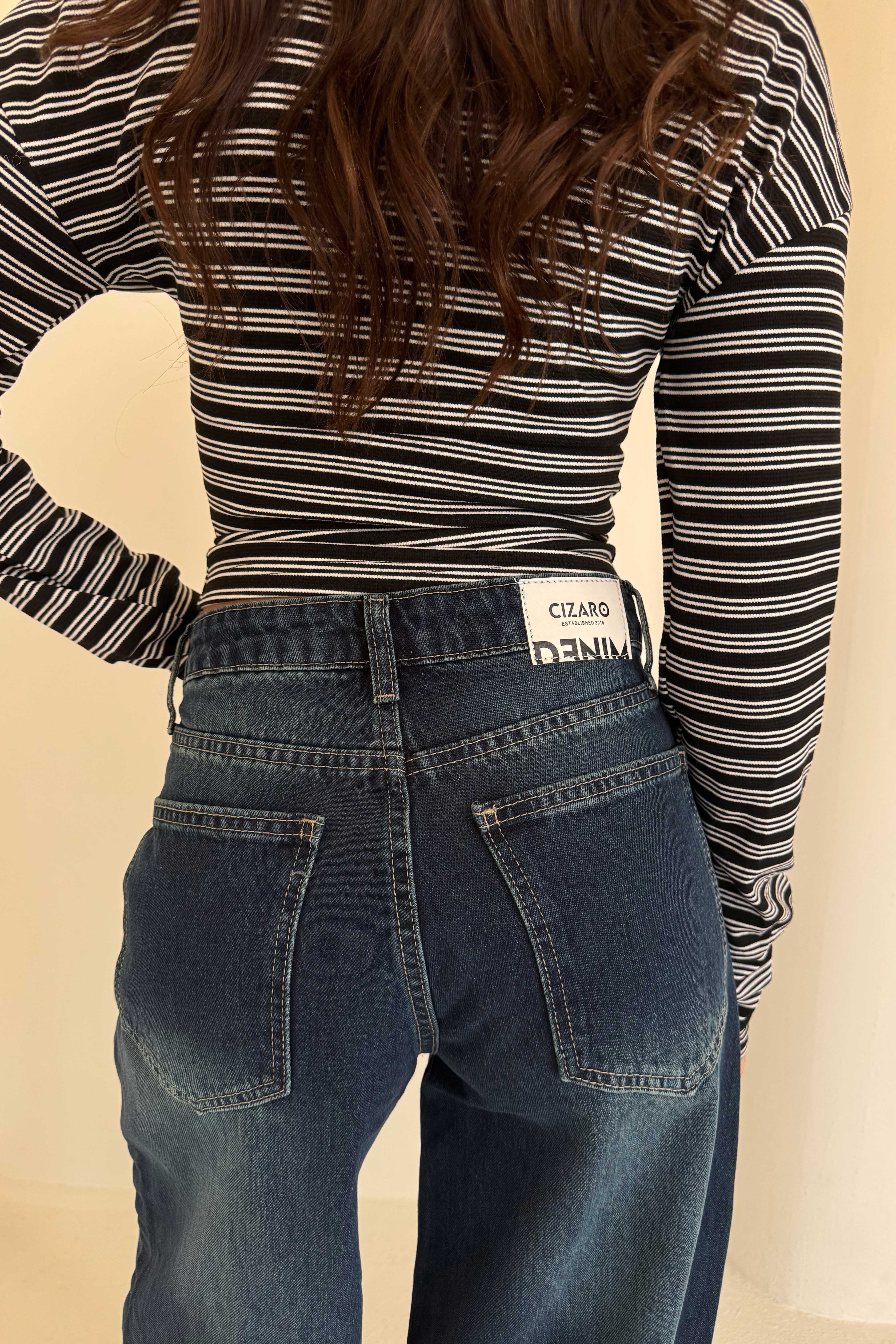 Loose Baggy – Mid-Rise Faded Deep Ocean Blue Jeans Baggy CIZARO - Cizaro Jeans