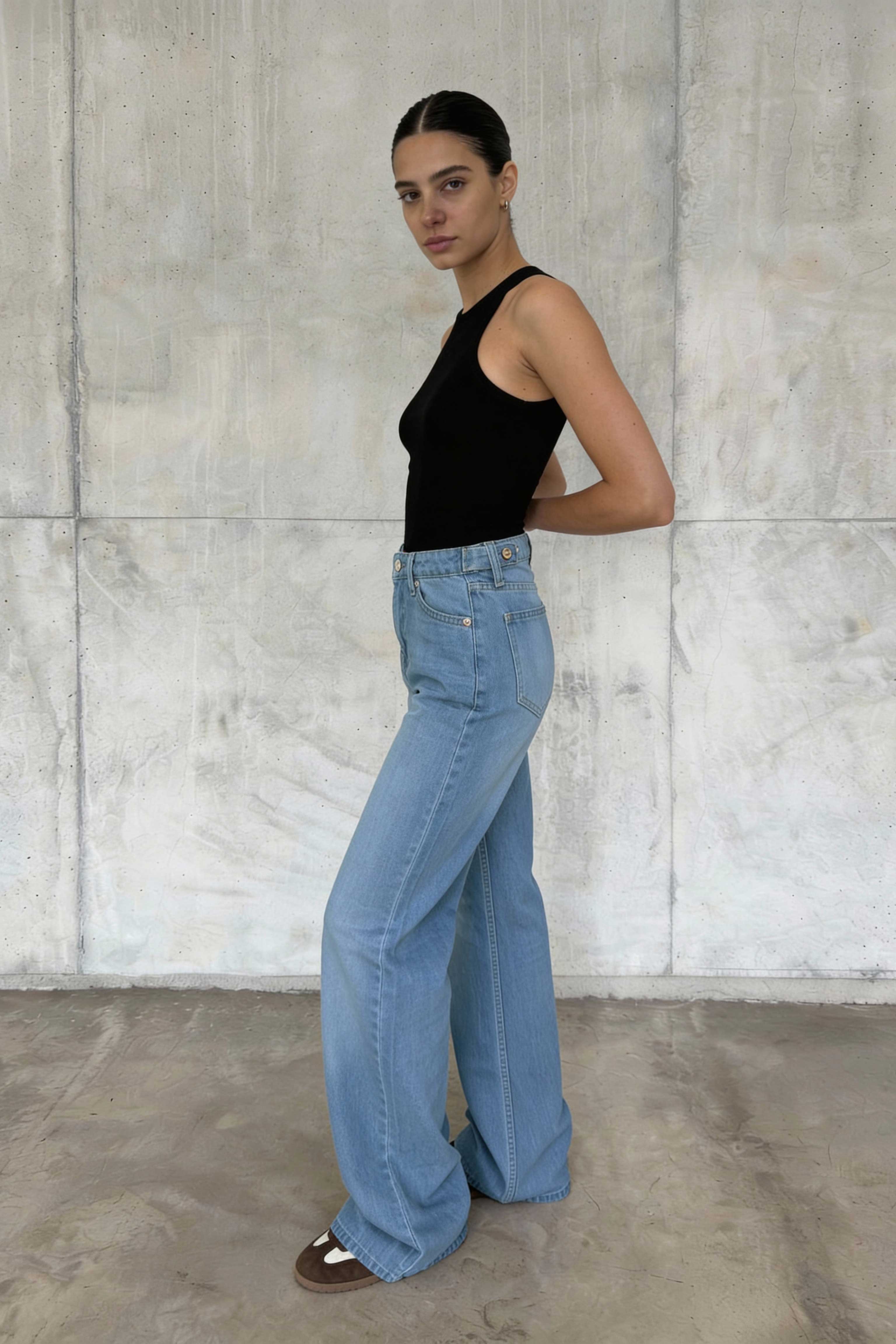 Baggy High Waist - Flex Waist Bright Blue Jeans Baggy CIZARO - Cizaro Jeans