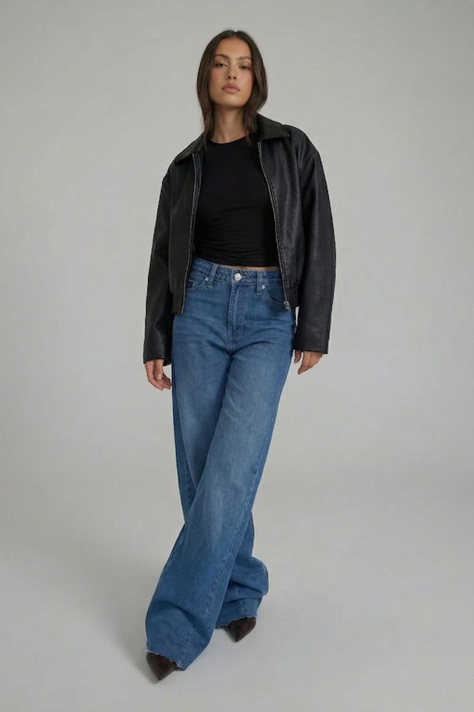 Super Baggy – High-Waist Ocean Blue Raw Hem Jeans Super Baggy CIZARO - Cizaro Jeans