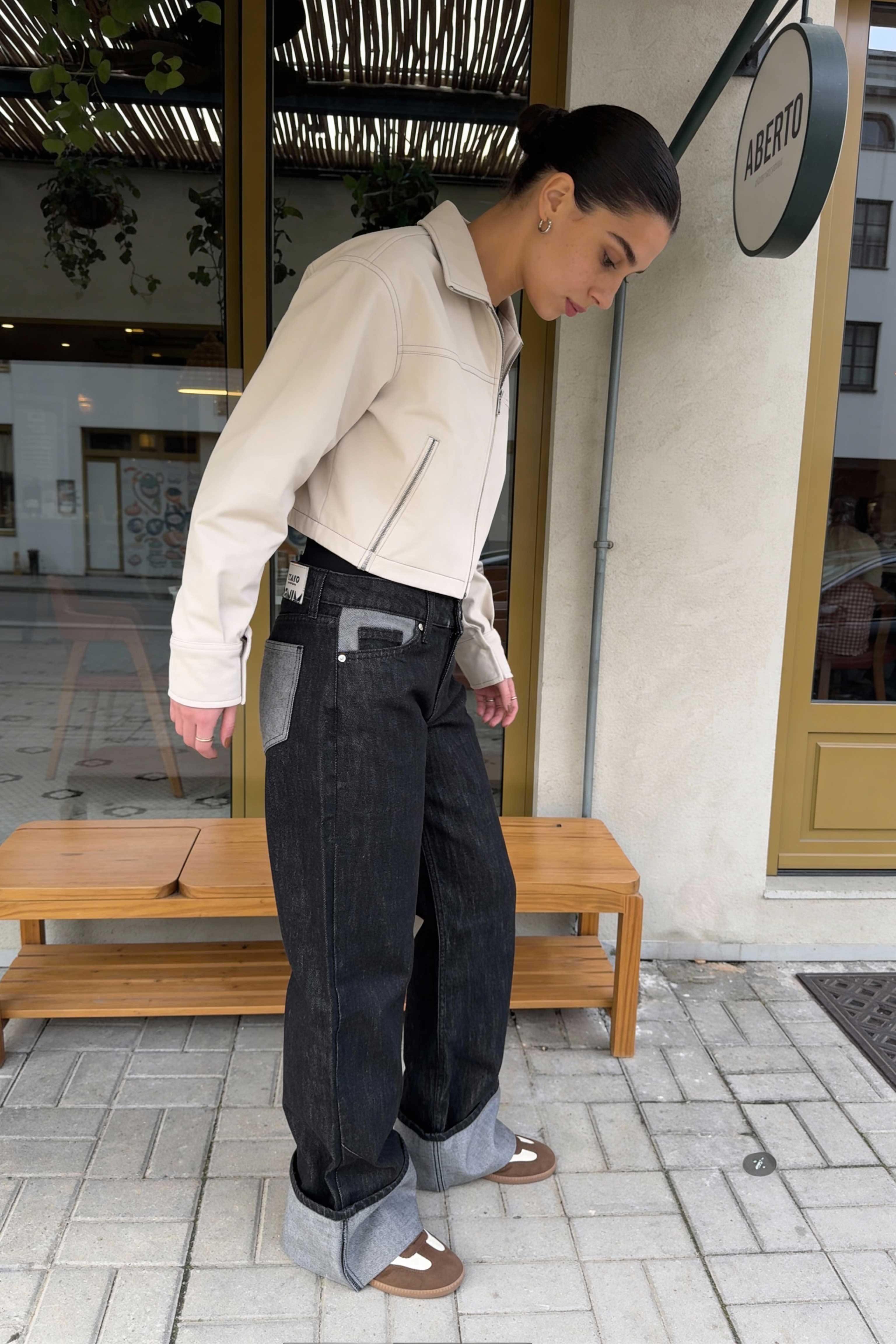 Baggy – Low-Waist Folded Black Raw Denim Jeans Baggy CIZARO - Cizaro Jeans