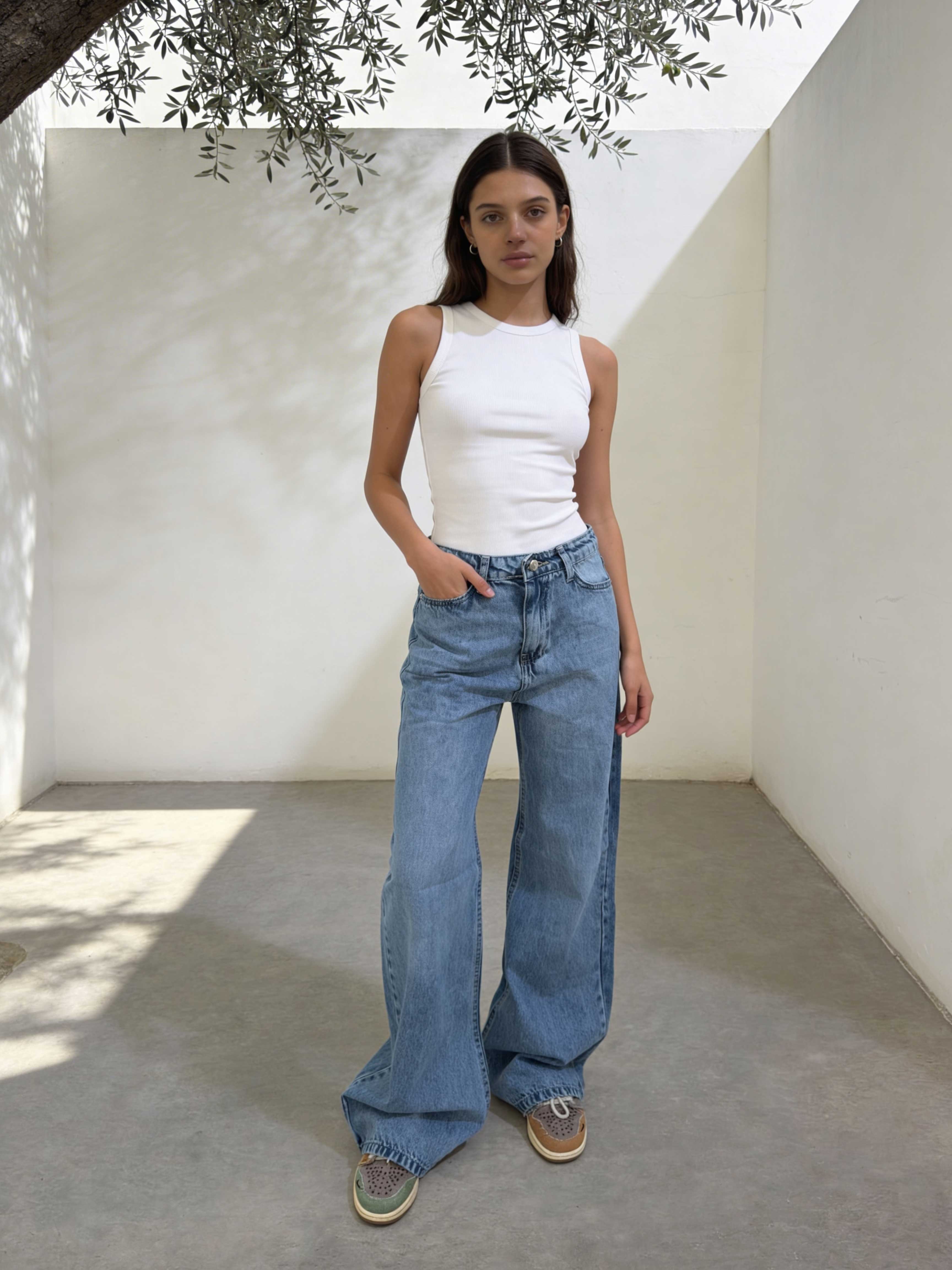 Baggy - High-Waist Marine Wash Blue Jeans Baggy CIZARO - Cizaro Jeans