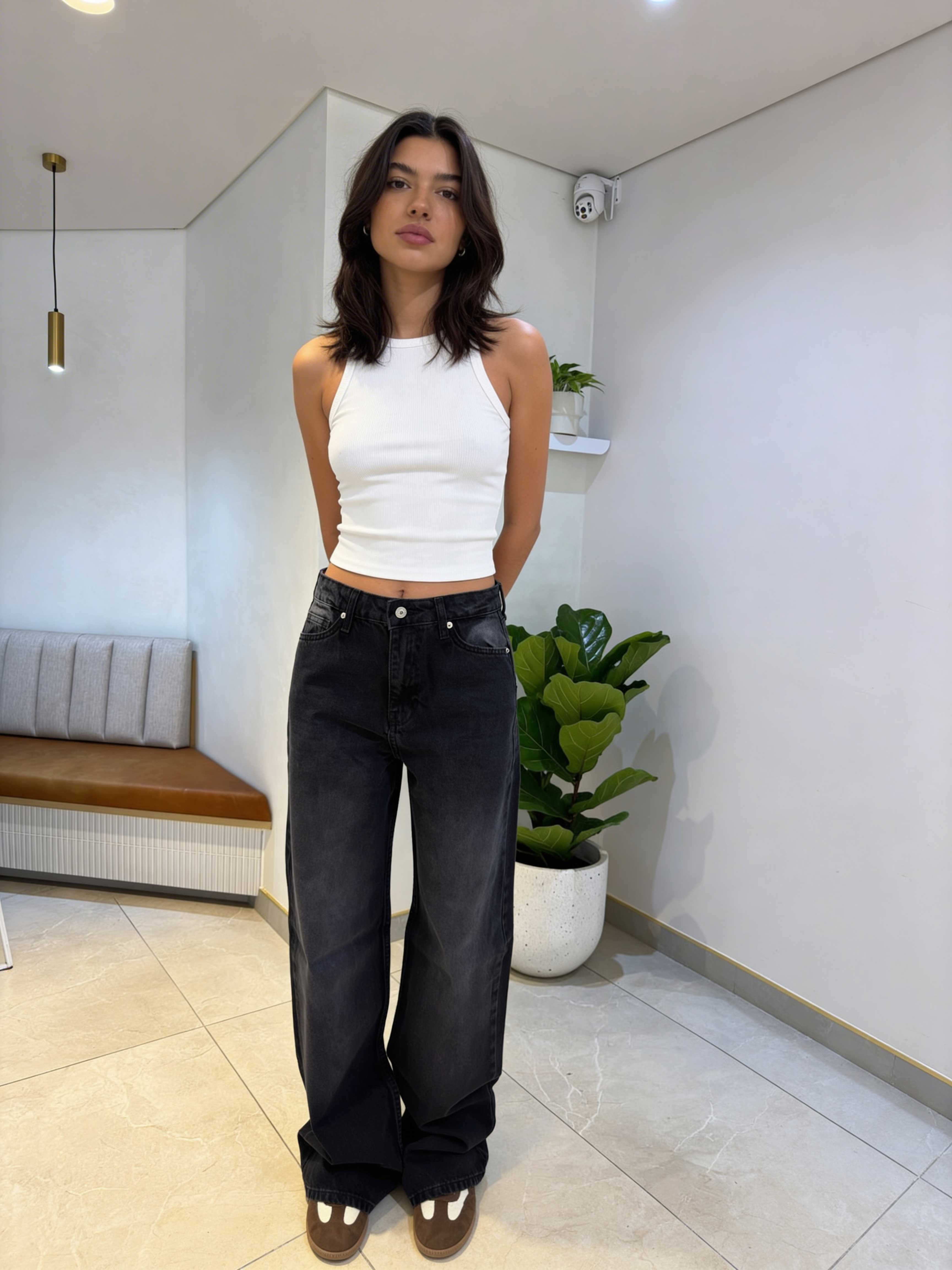 Baggy – High-Waist Washed Coal Black Jeans Baggy CIZARO - Cizaro Jeans