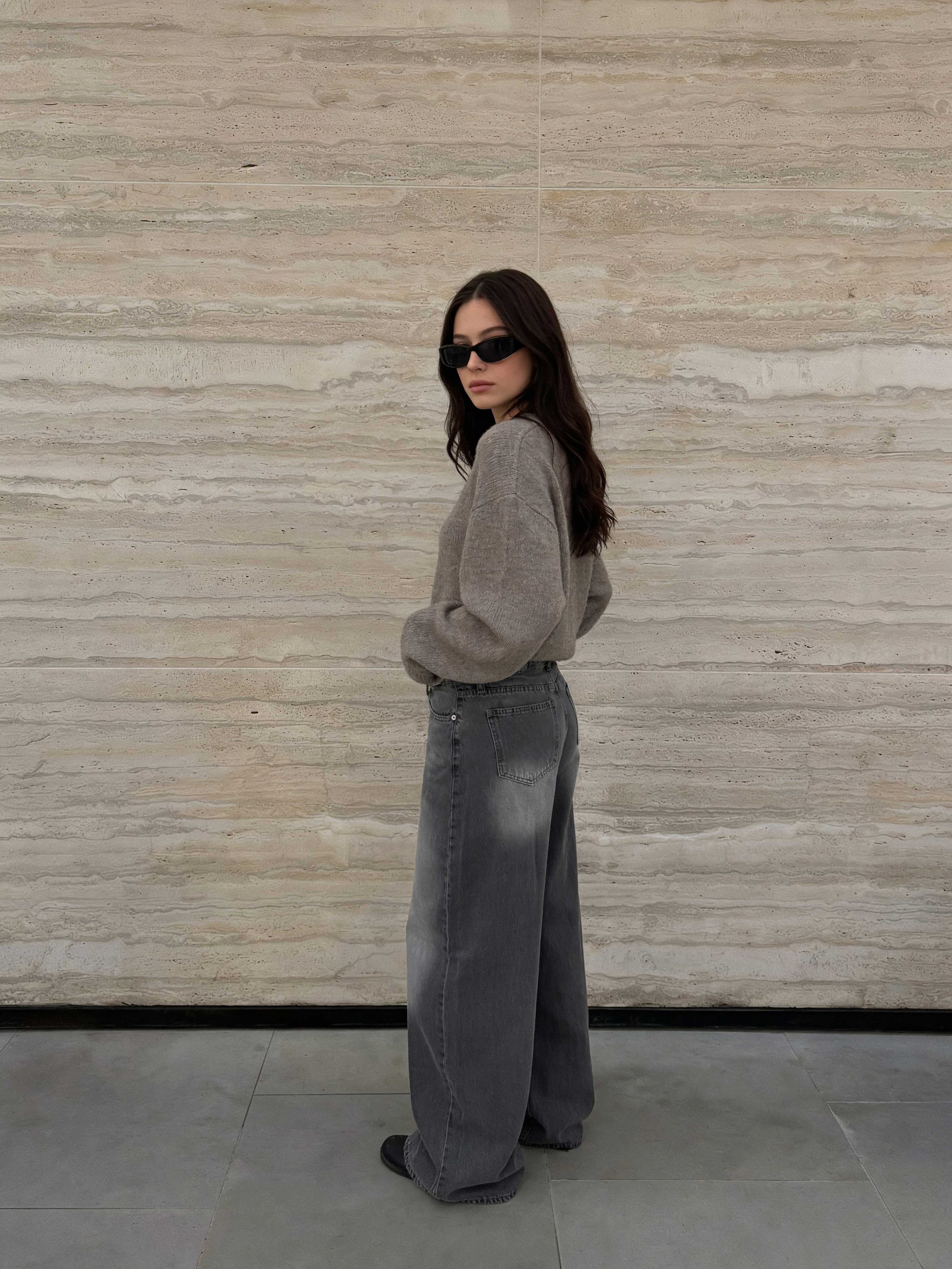 Super Baggy High waist faded washed Black jeans