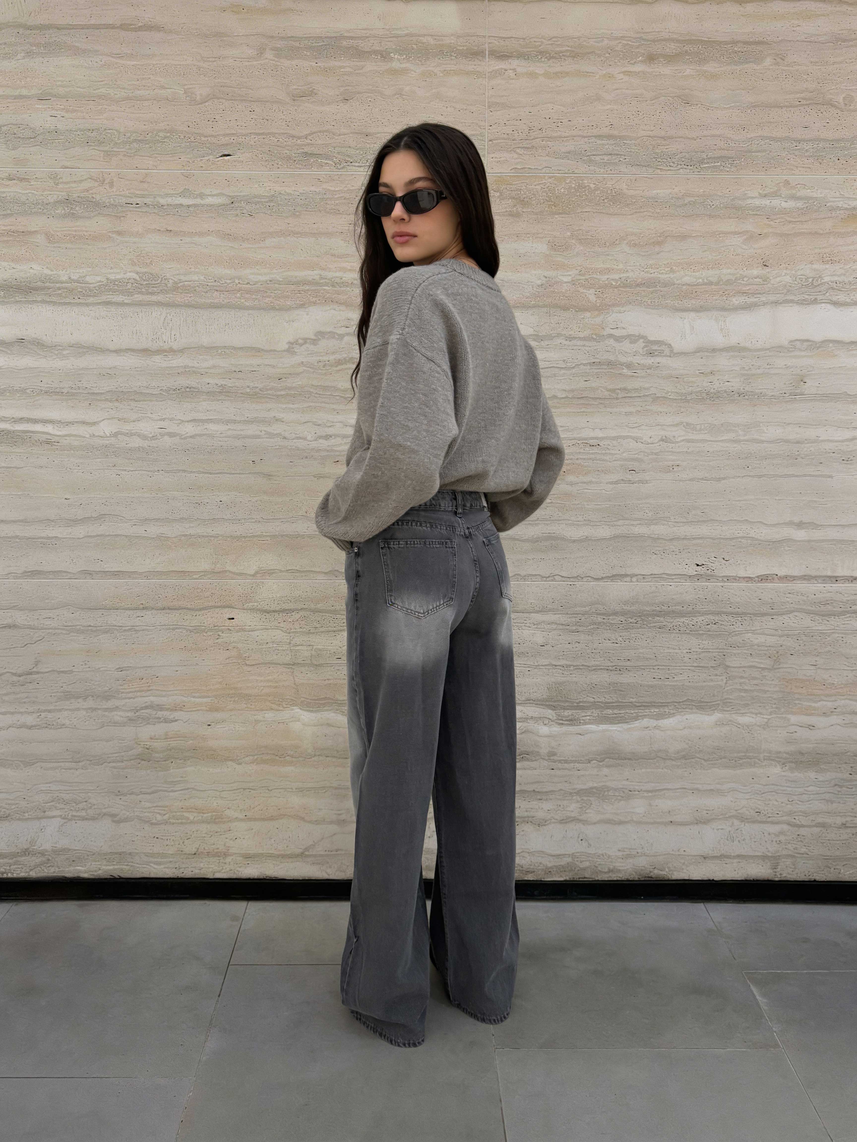 Super Baggy High waist faded washed Black jeans