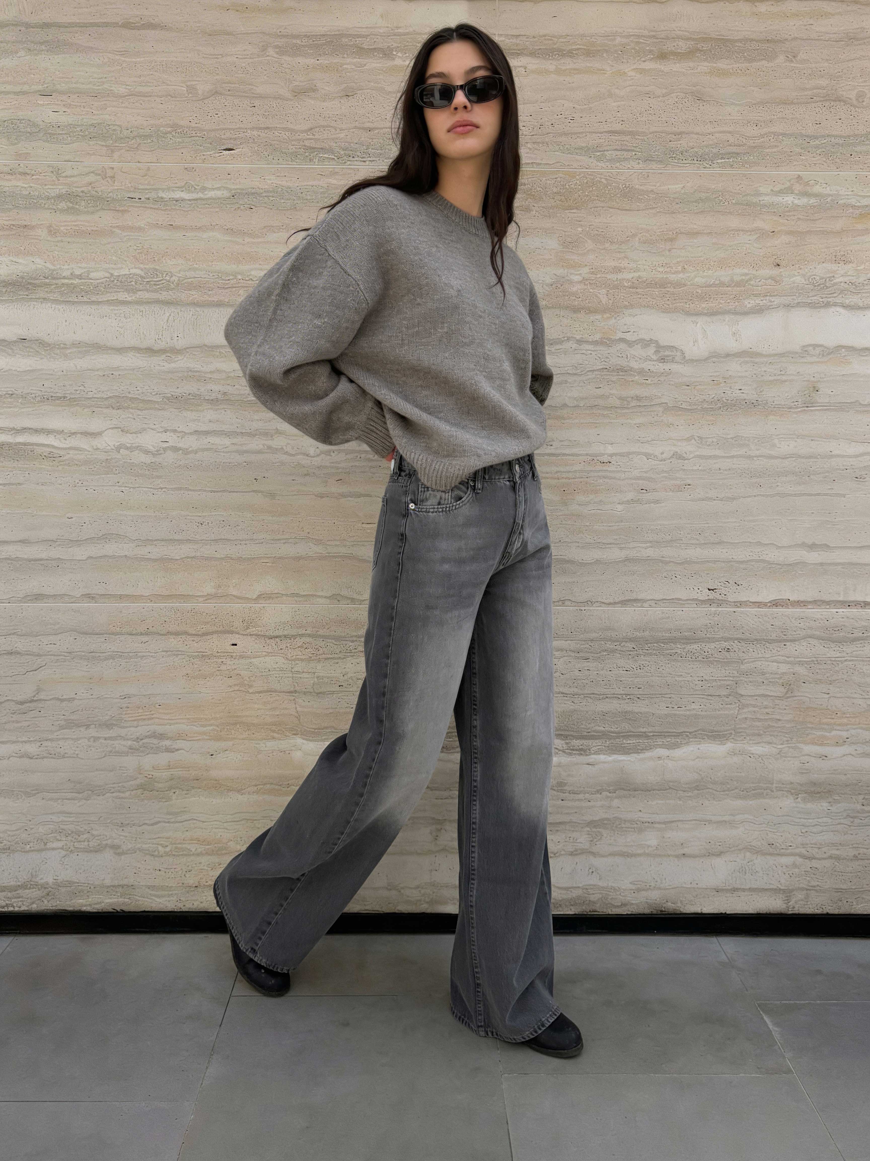 Super Baggy High waist faded washed Black jeans