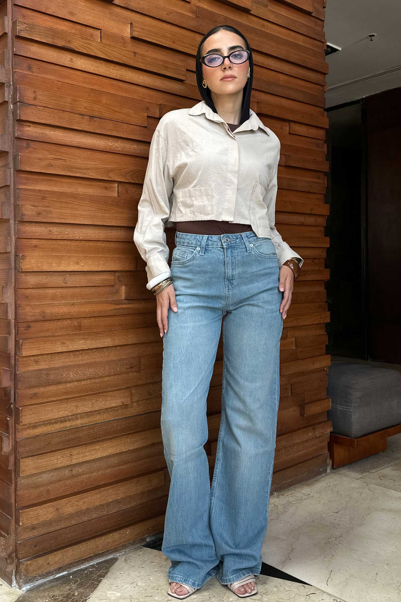 Ultra Comfort Baggy - High-Waist Light Med Vintage Blue Jeans Baggy CIZARO - Cizaro Jeans