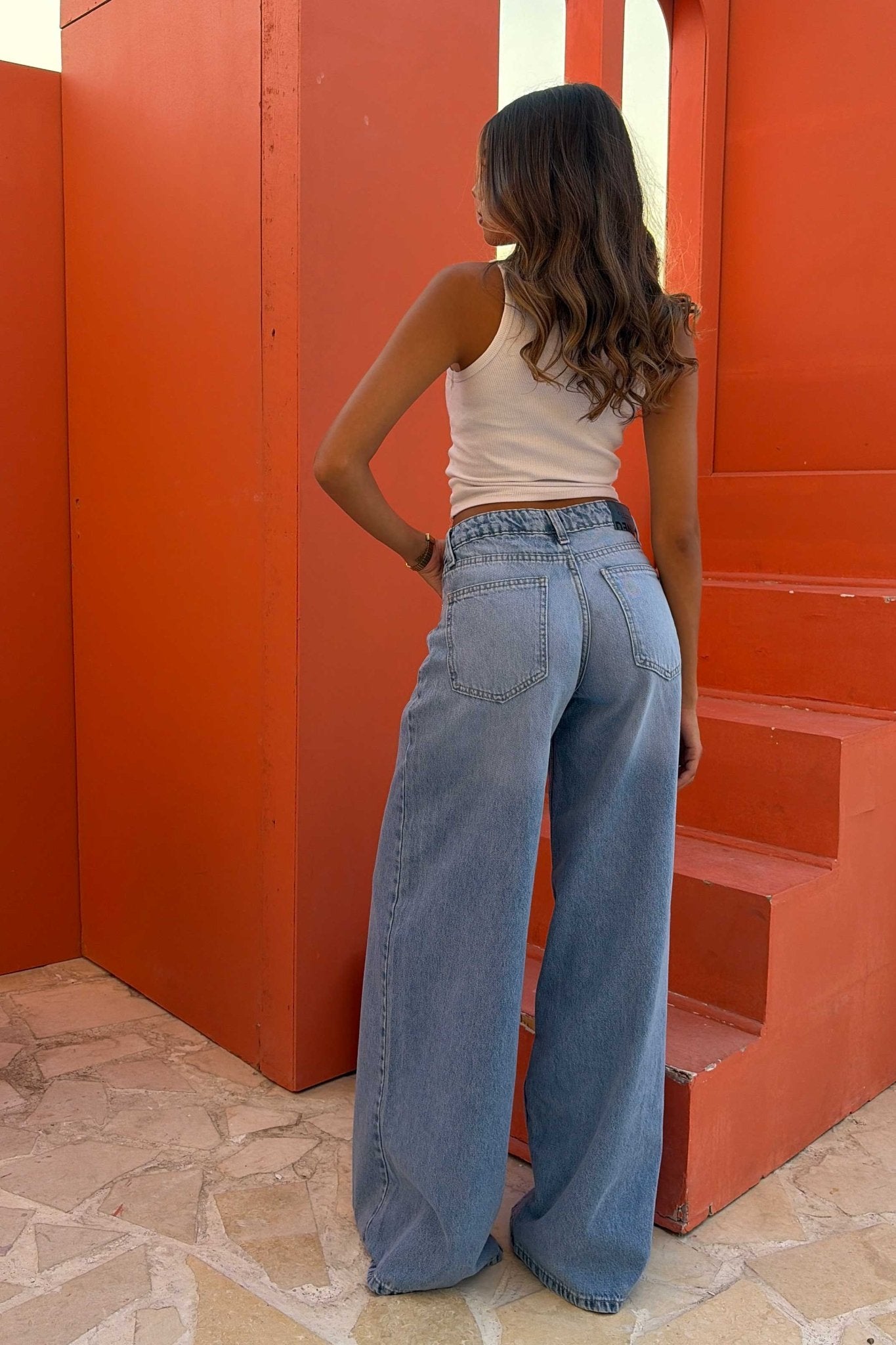 Loose Baggy – Mid Rise Bright Blue Jeans Baggy CIZARO - Cizaro Jeans