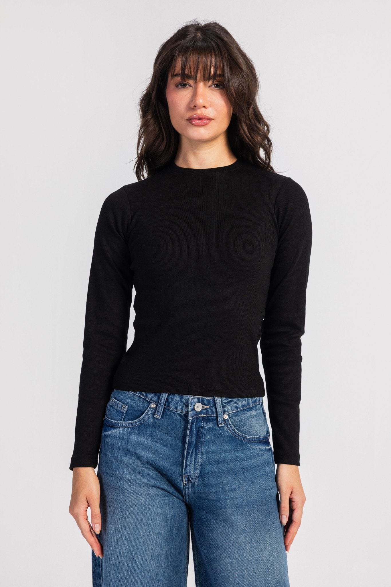 Basic Top – Slim Fit Black basic top CIZARO - Cizaro Jeans