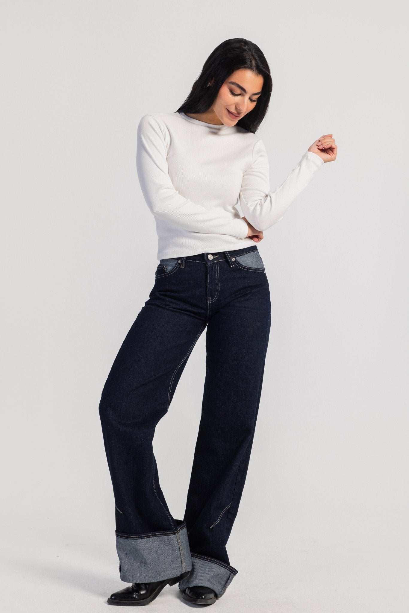 Basic Top – Slim Fit White basic top CIZARO - Cizaro Jeans