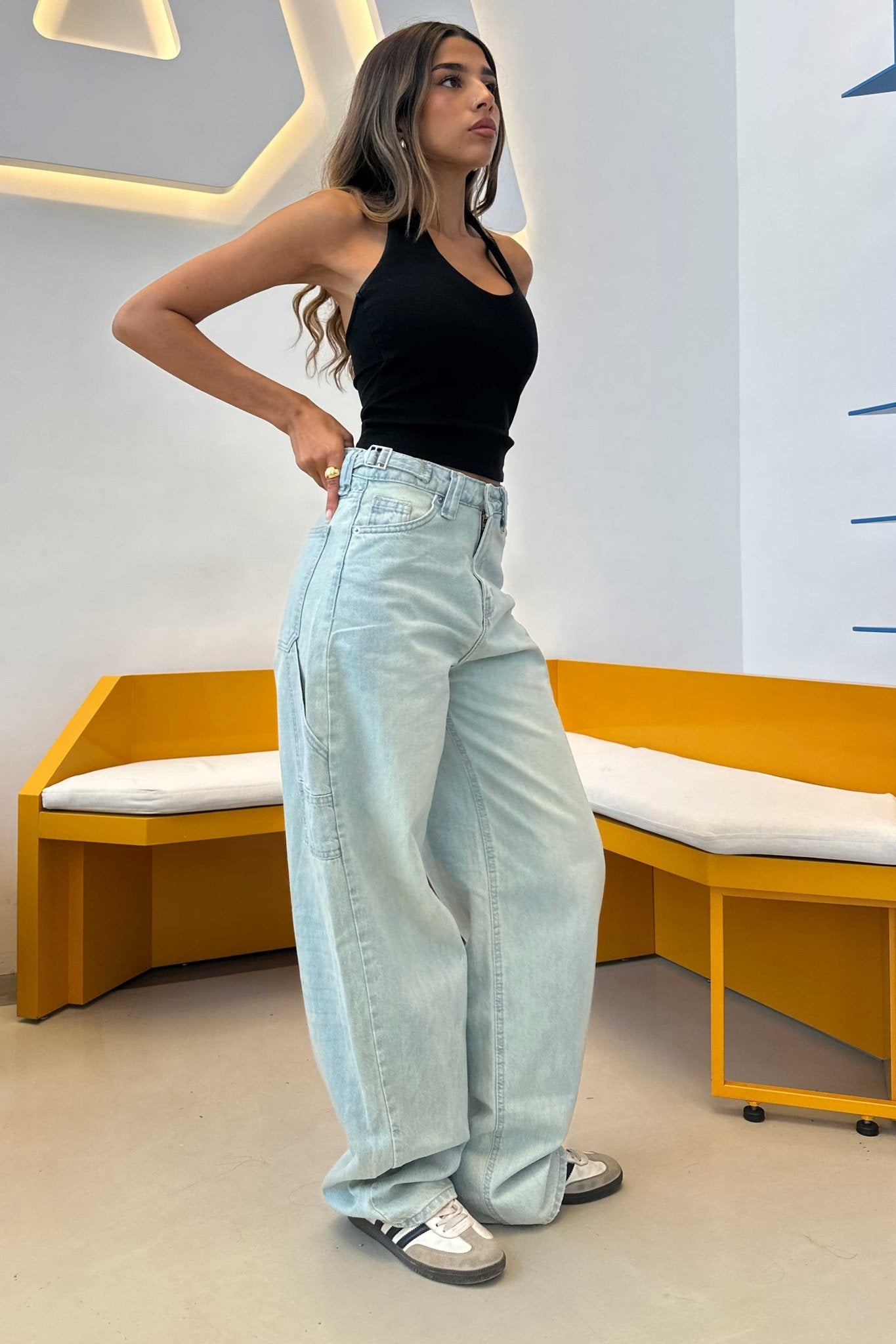 Carpenter - High-Waist Light Vintage Blue Jeans carpenter CIZARO - Cizaro Jeans