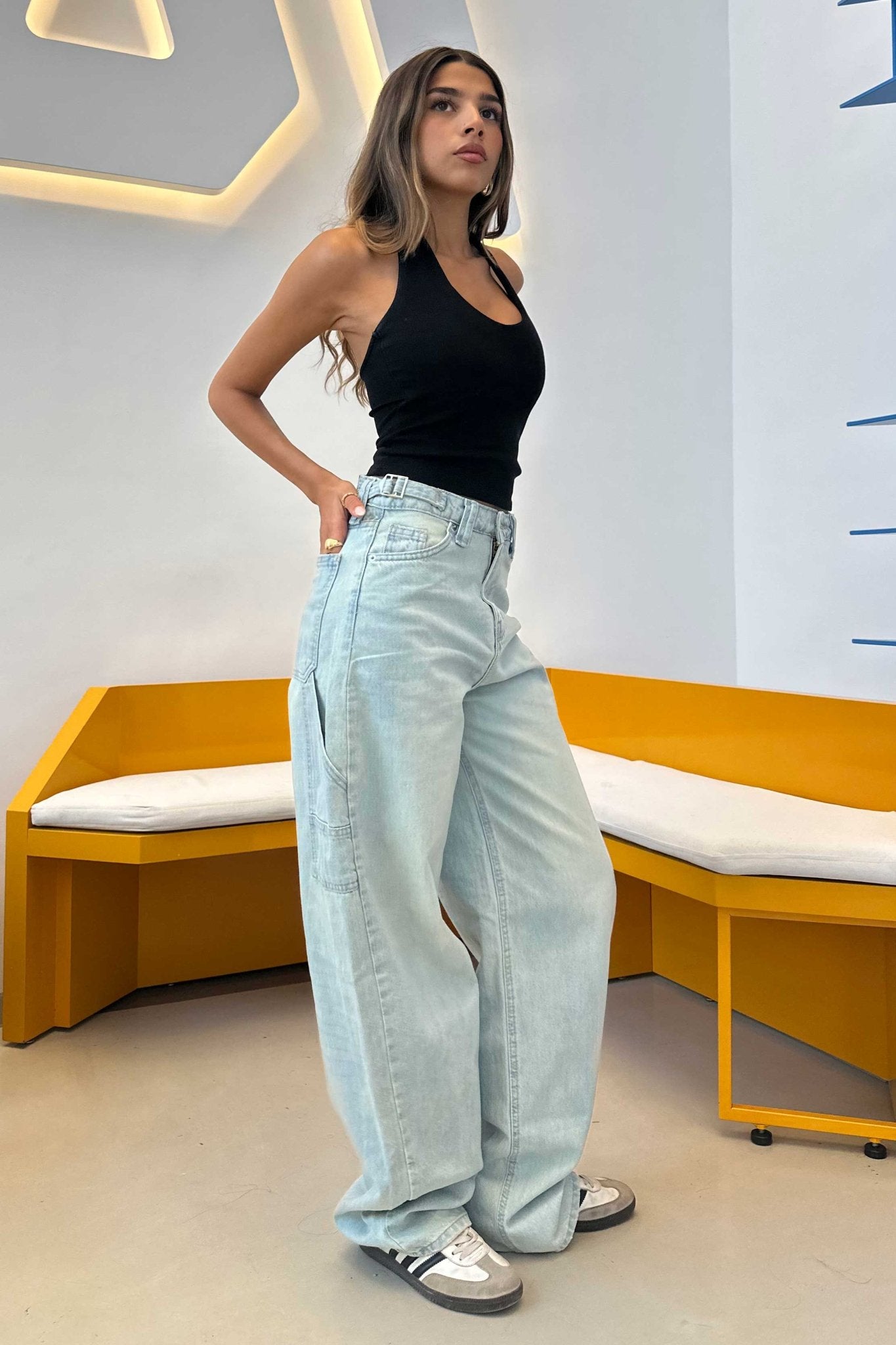 Carpenter - High-Waist Light Vintage Blue Jeans carpenter CIZARO - Cizaro Jeans