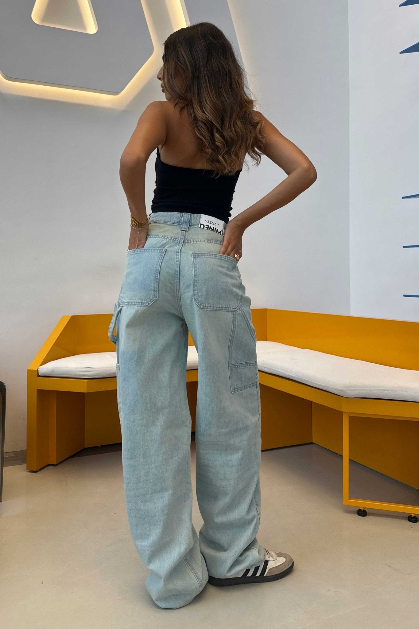 Carpenter - High-Waist Light Vintage Blue Jeans carpenter CIZARO - Cizaro Jeans
