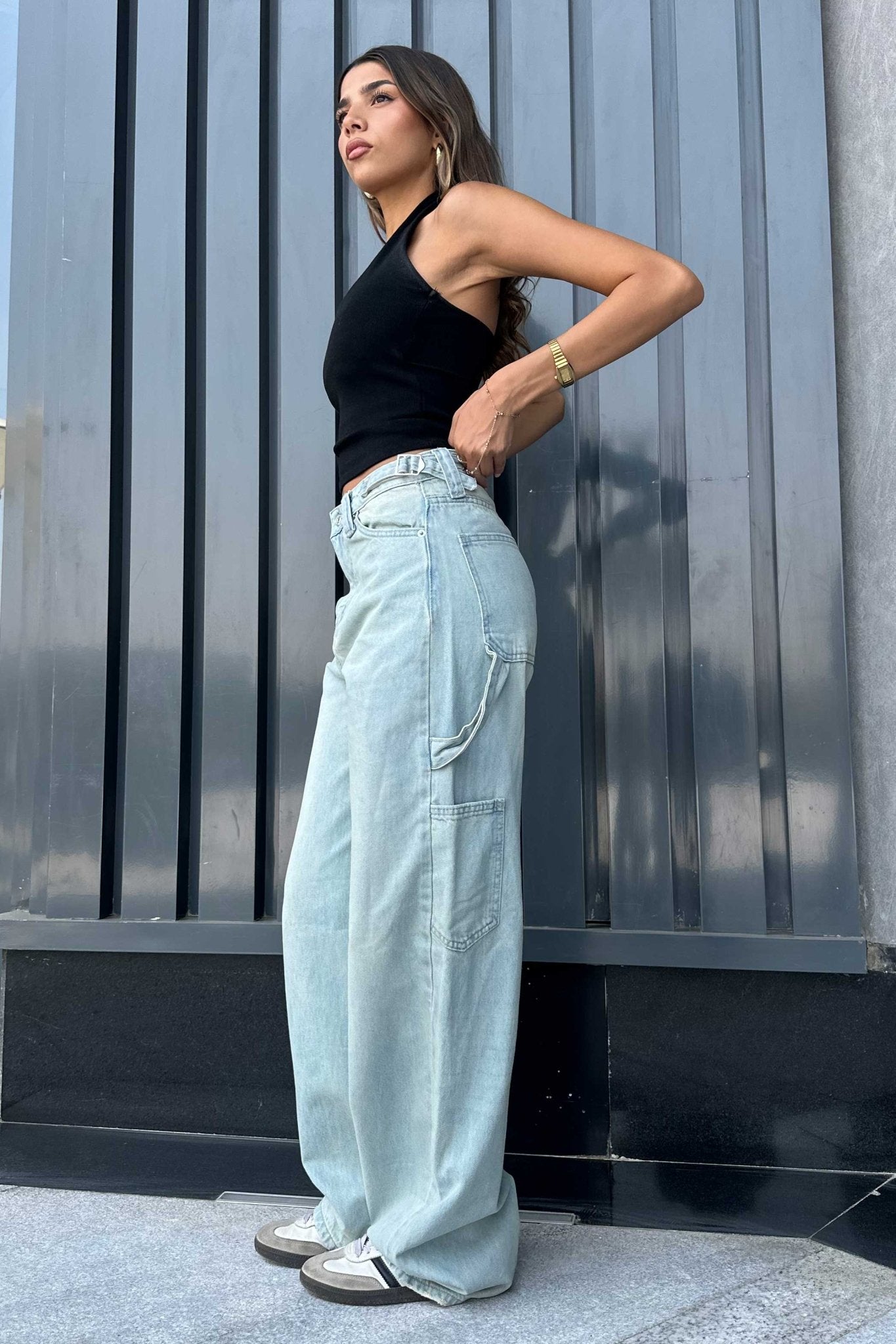 Carpenter - High-Waist Light Vintage Blue Jeans carpenter CIZARO - Cizaro Jeans