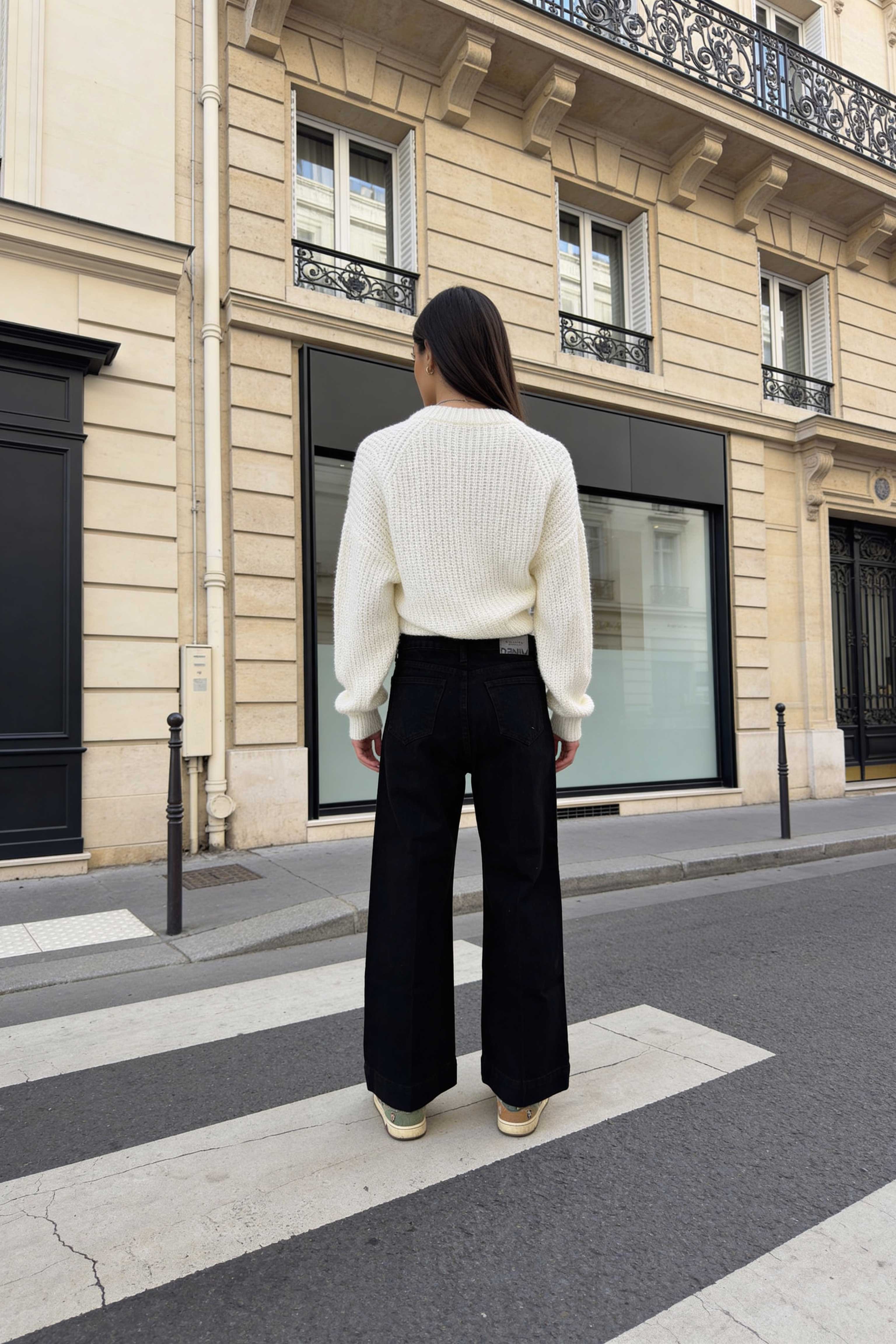 Cropped Wide-Leg – High-Waist Black Jeans Wide-Leg CIZARO - Cizaro Jeans