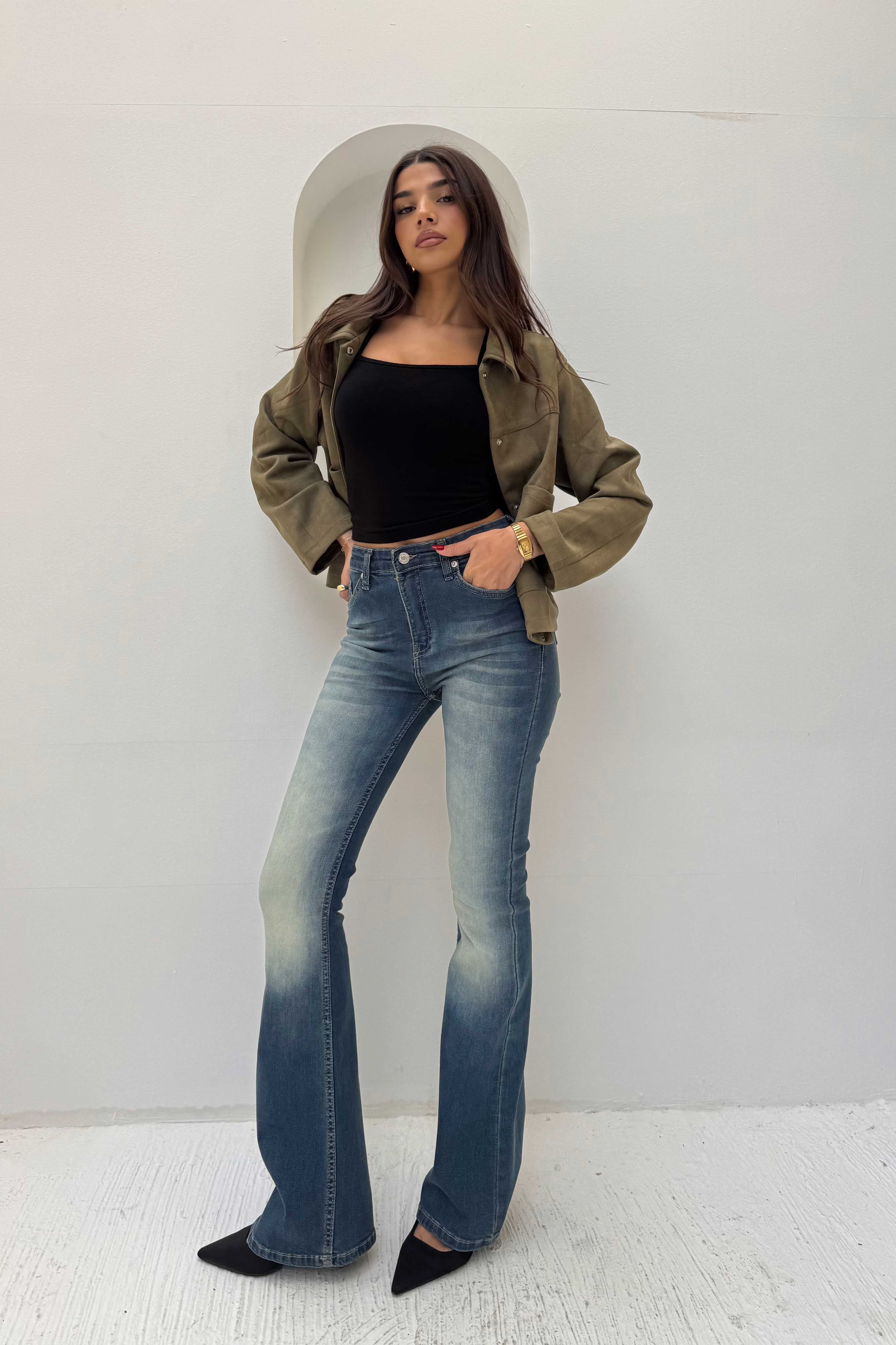 Flare – Mid-Rise Faded Vintage Blue Jeans Flare CIZARO - Cizaro Jeans