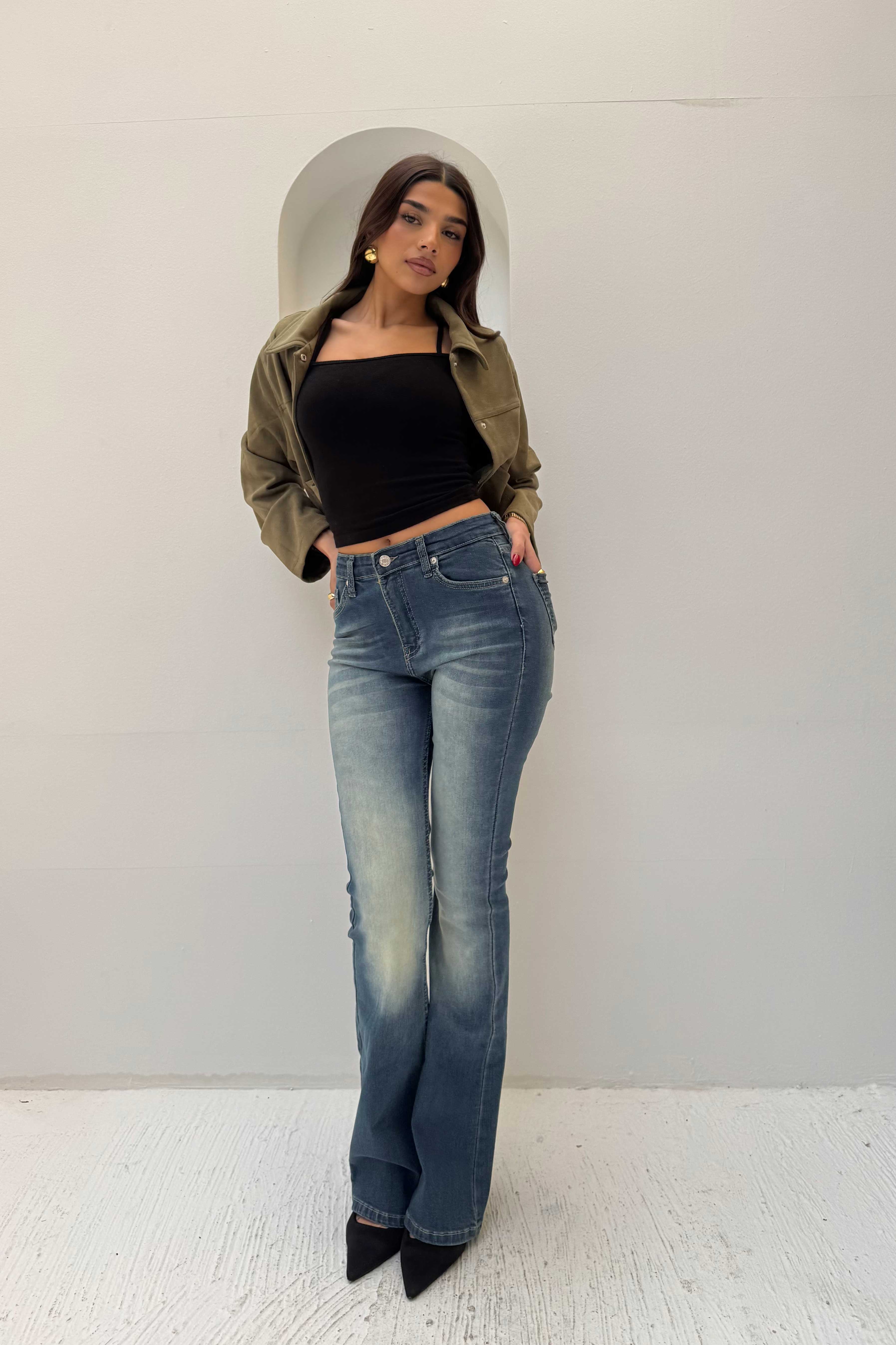 Flare – Mid-Rise Faded Vintage Blue Jeans Flare CIZARO - Cizaro Jeans