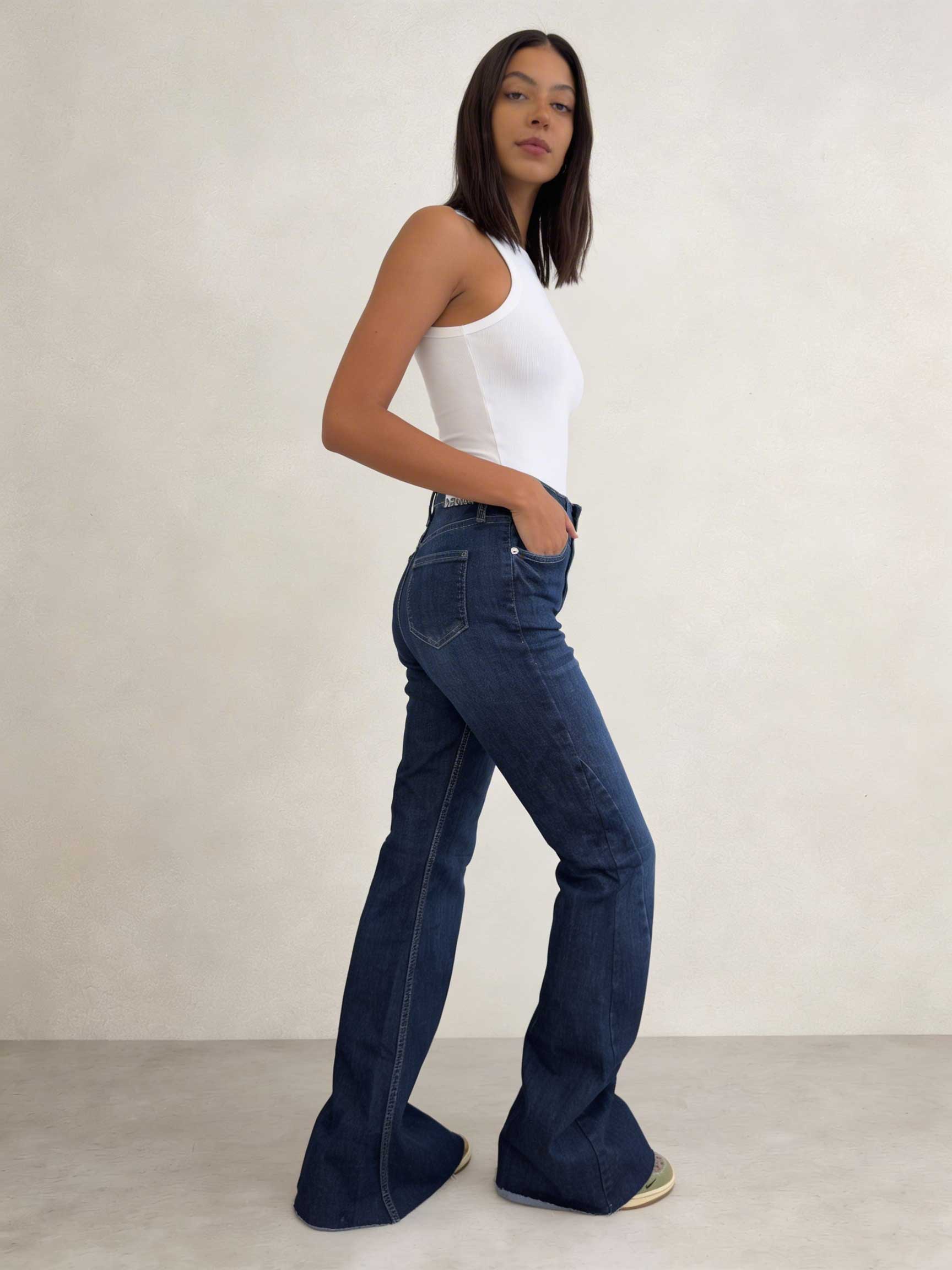 Super Flare – High-Waist Sapphire Blue Jeans