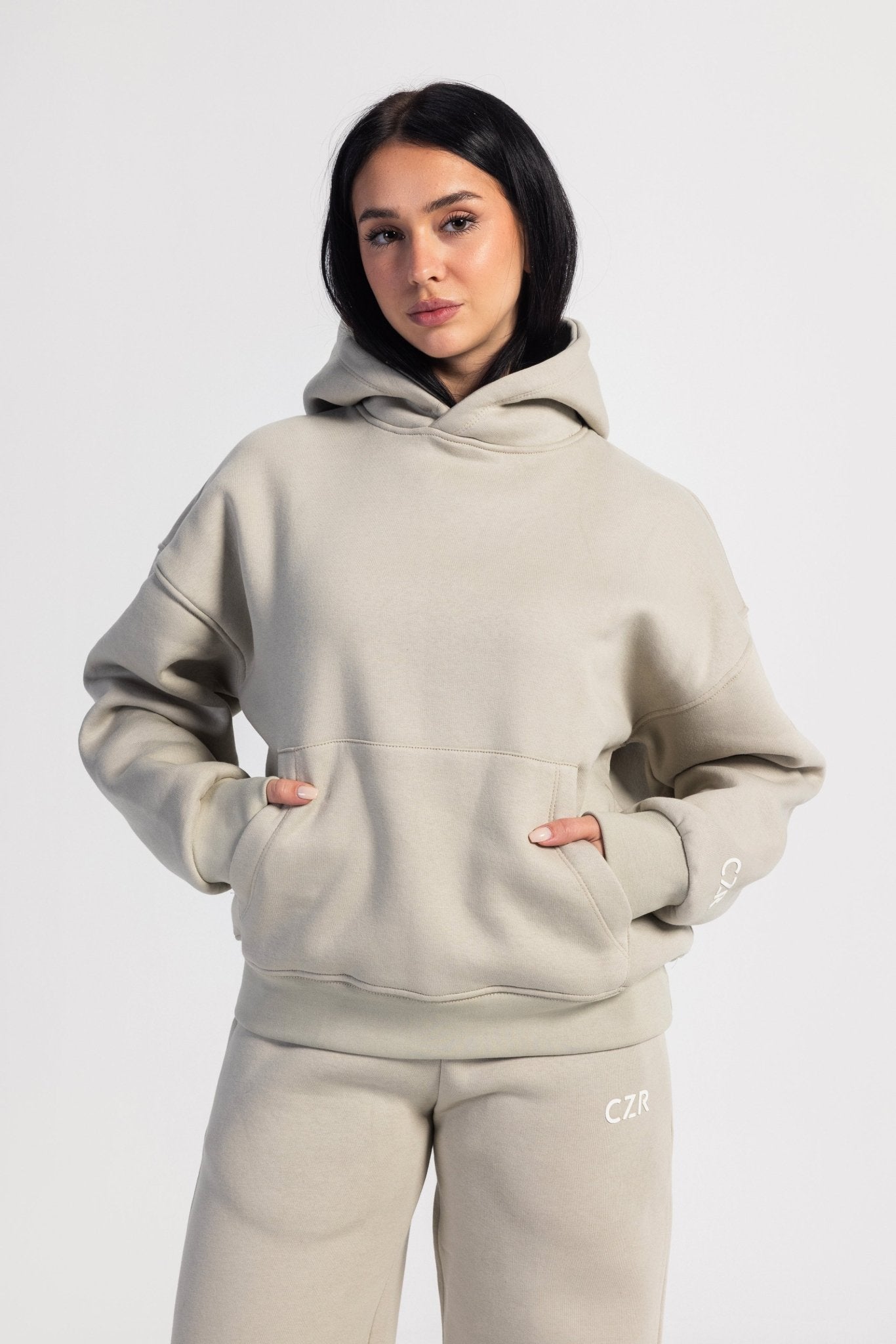 Oversized Hoodie – Beige Hoodie CIZARO - Cizaro Jeans