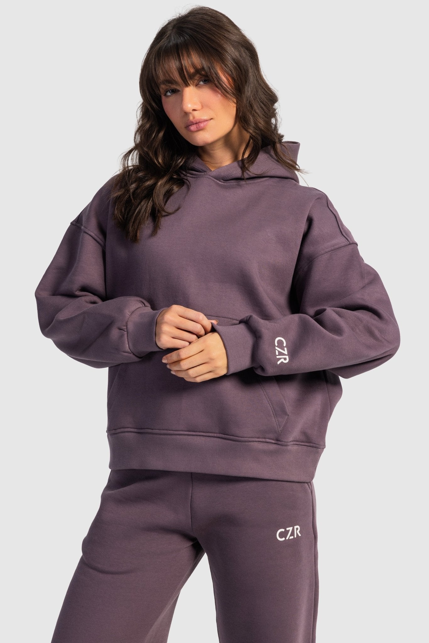 Oversized Hoodie â Dark Mauve Hoodie CIZARO - Cizaro Jeans