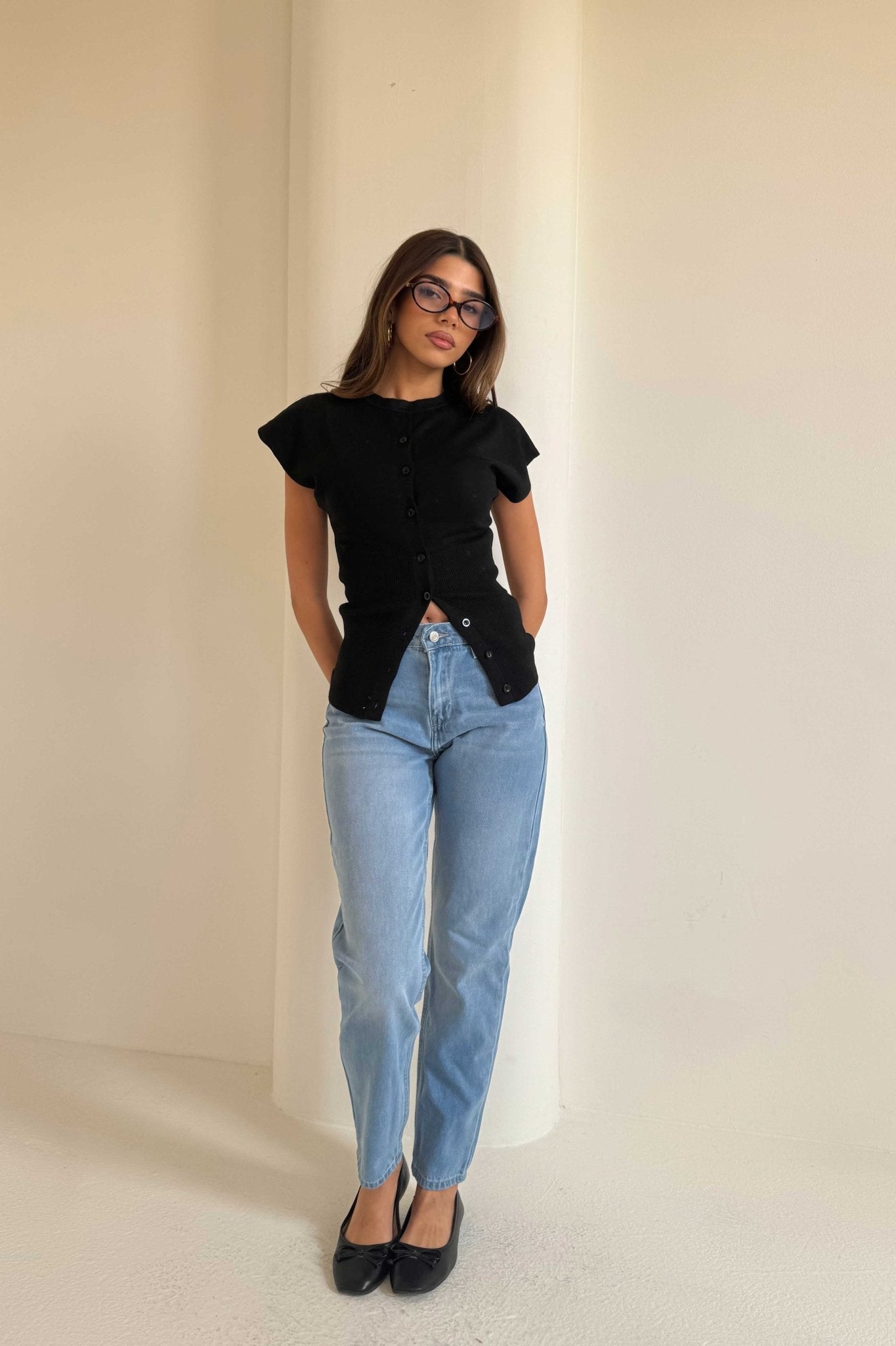 Mom Fit – Mid-Rise Powder Blue Jeans momfit CIZARO - Cizaro Jeans