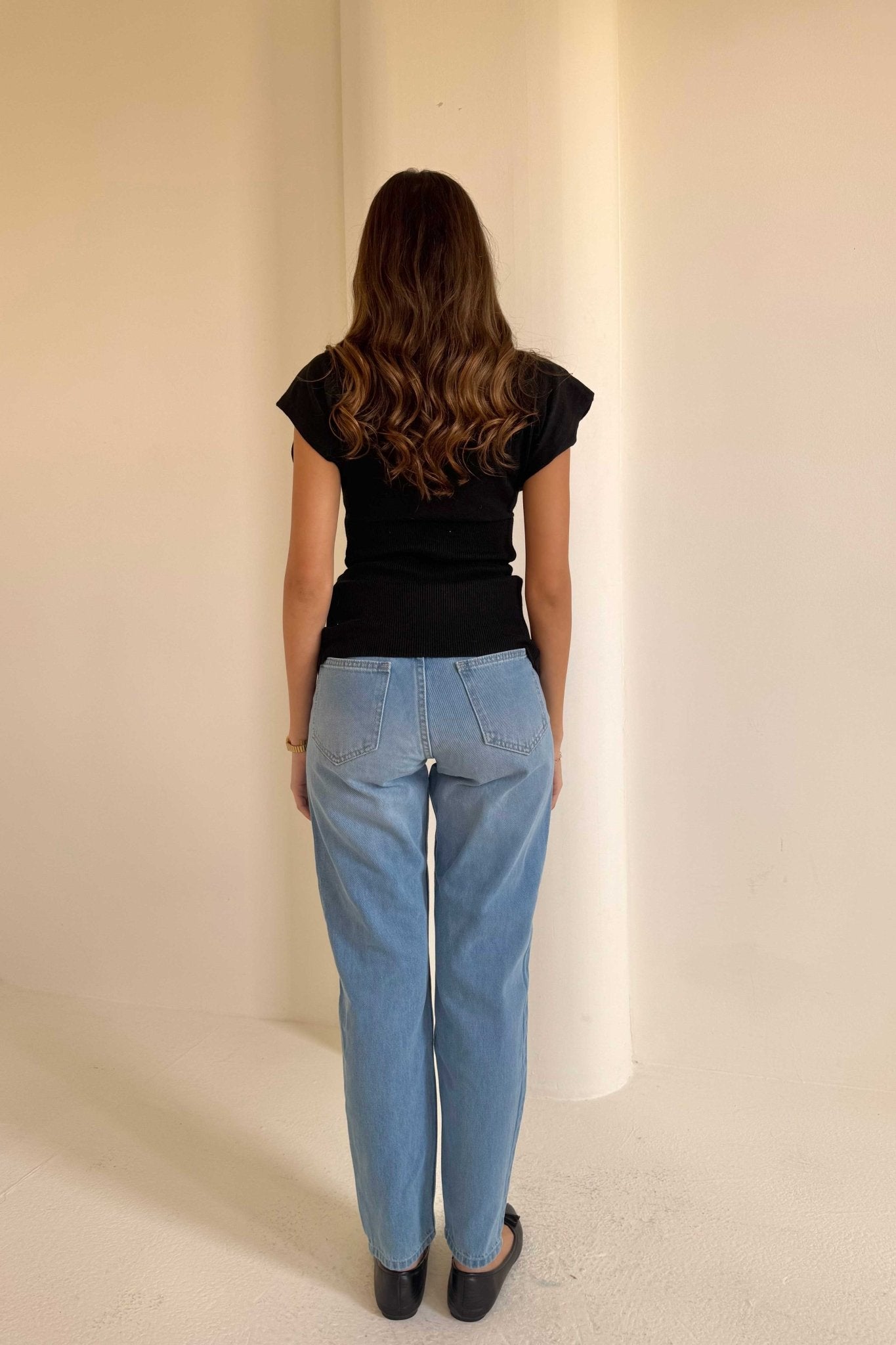 Mom Fit – Mid-Rise Powder Blue Jeans momfit CIZARO - Cizaro Jeans