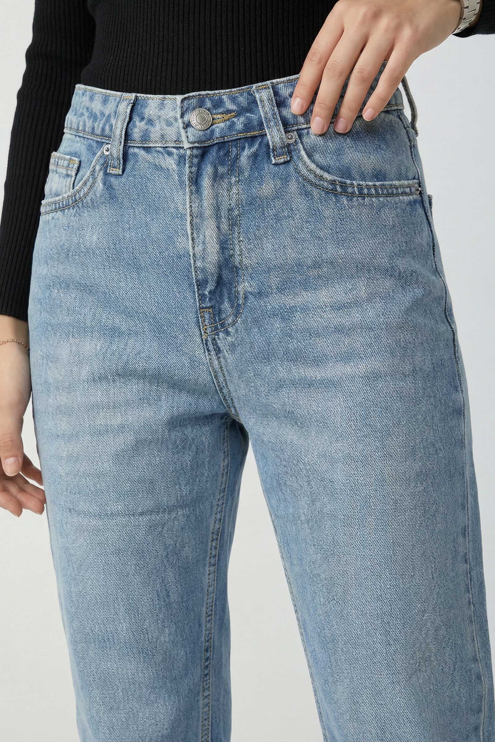 Mom Fit – High-Waist Light Vintage Blue Jeans Mom fit CIZARO - Cizaro Jeans