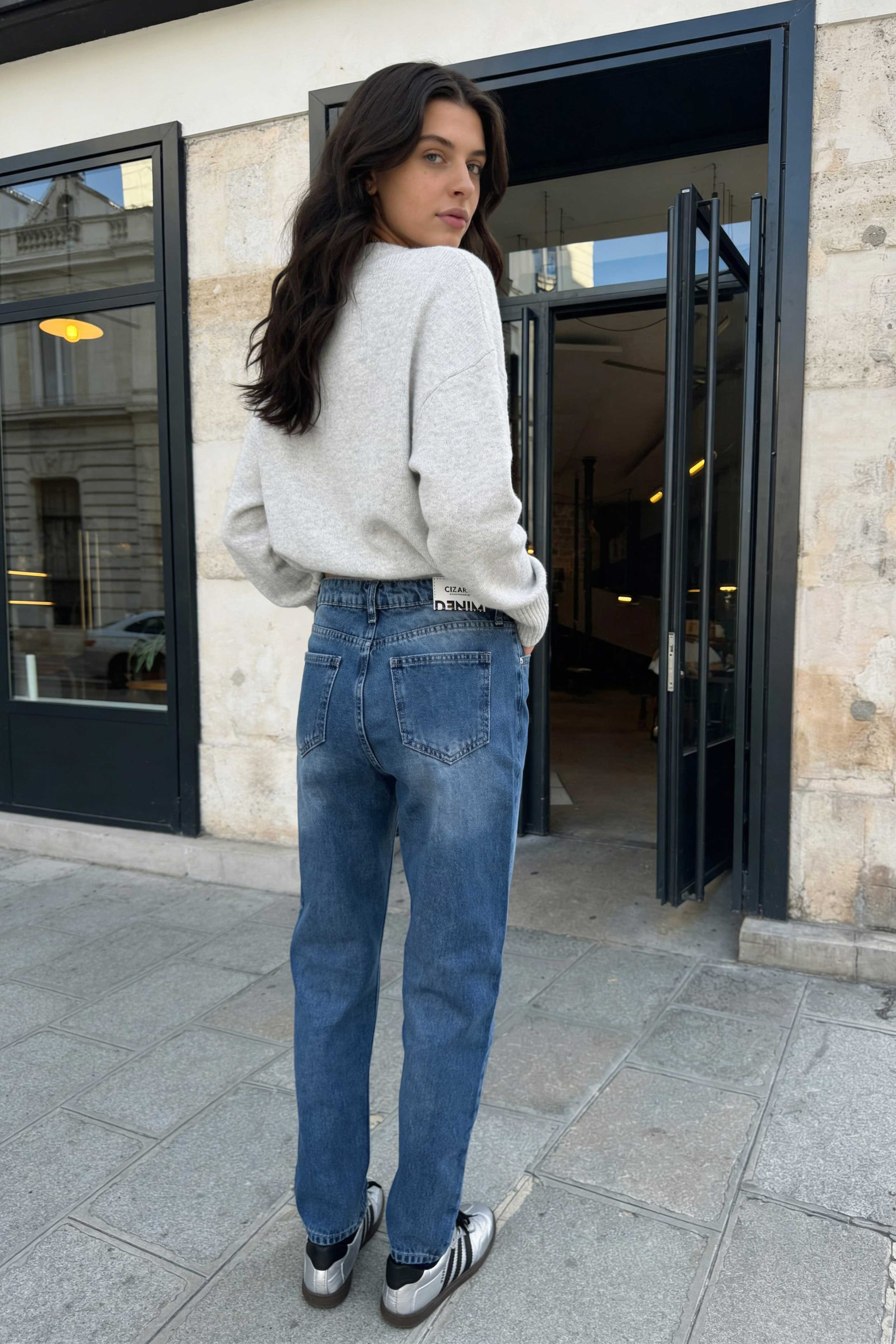 Mom-Fit – High-Waist Mid Blue Jeans Mom Fit CIZARO - Cizaro Jeans