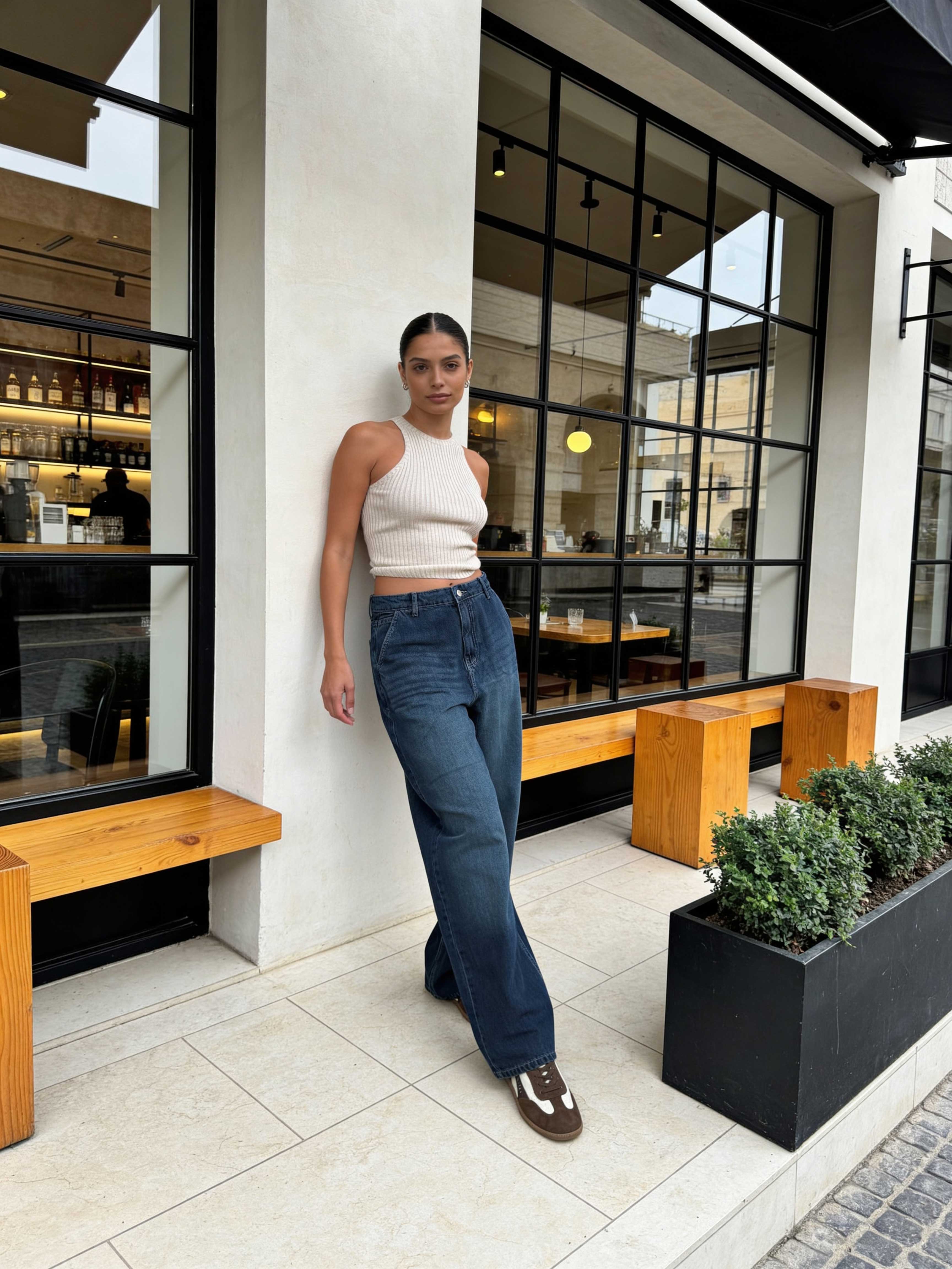 Skater â High-Waist Deep Vintage Green Jeans Skater CIZARO - Cizaro Jeans