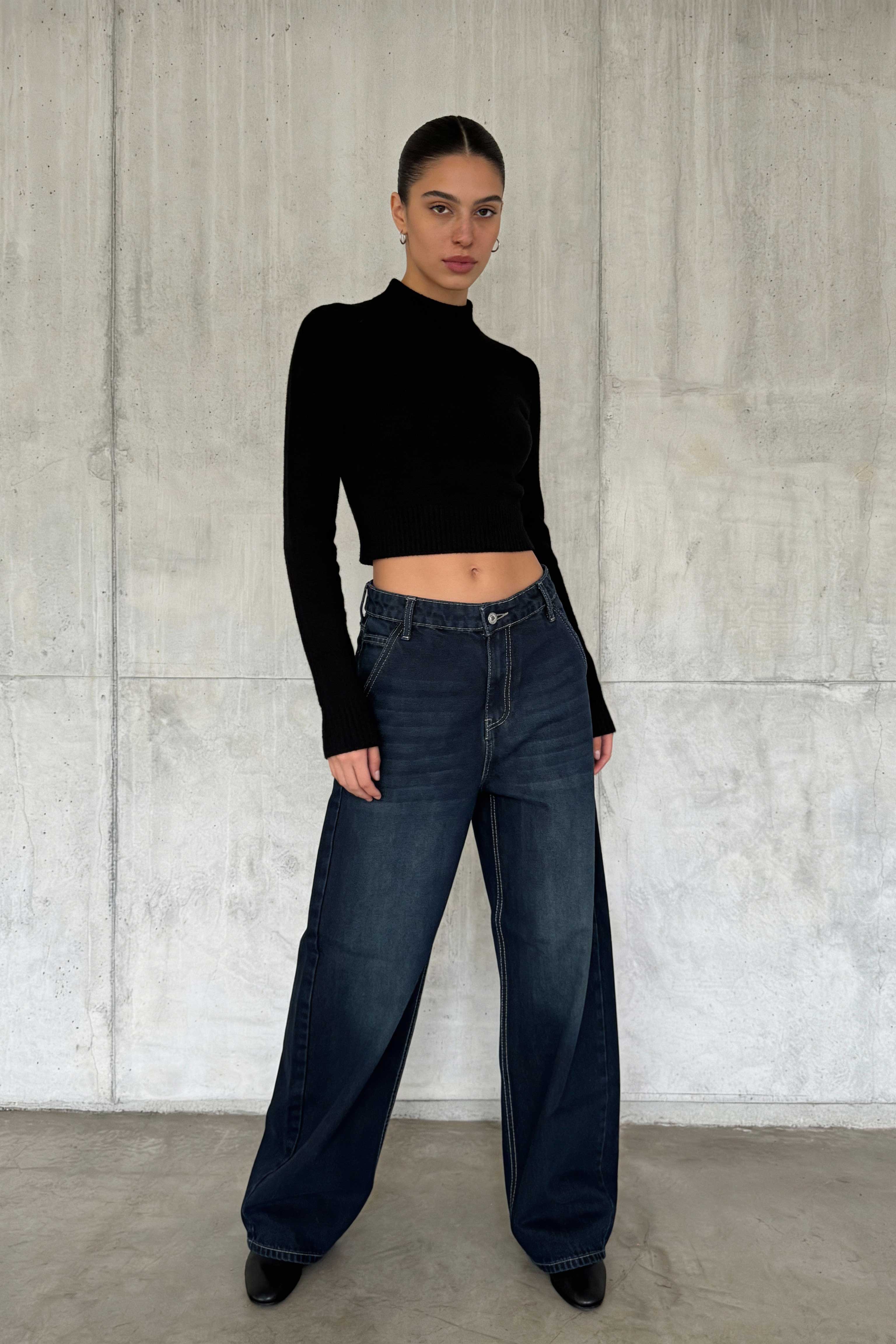 Skater – High-Waist Deep Vintage Green Jeans Skater CIZARO - Cizaro Jeans