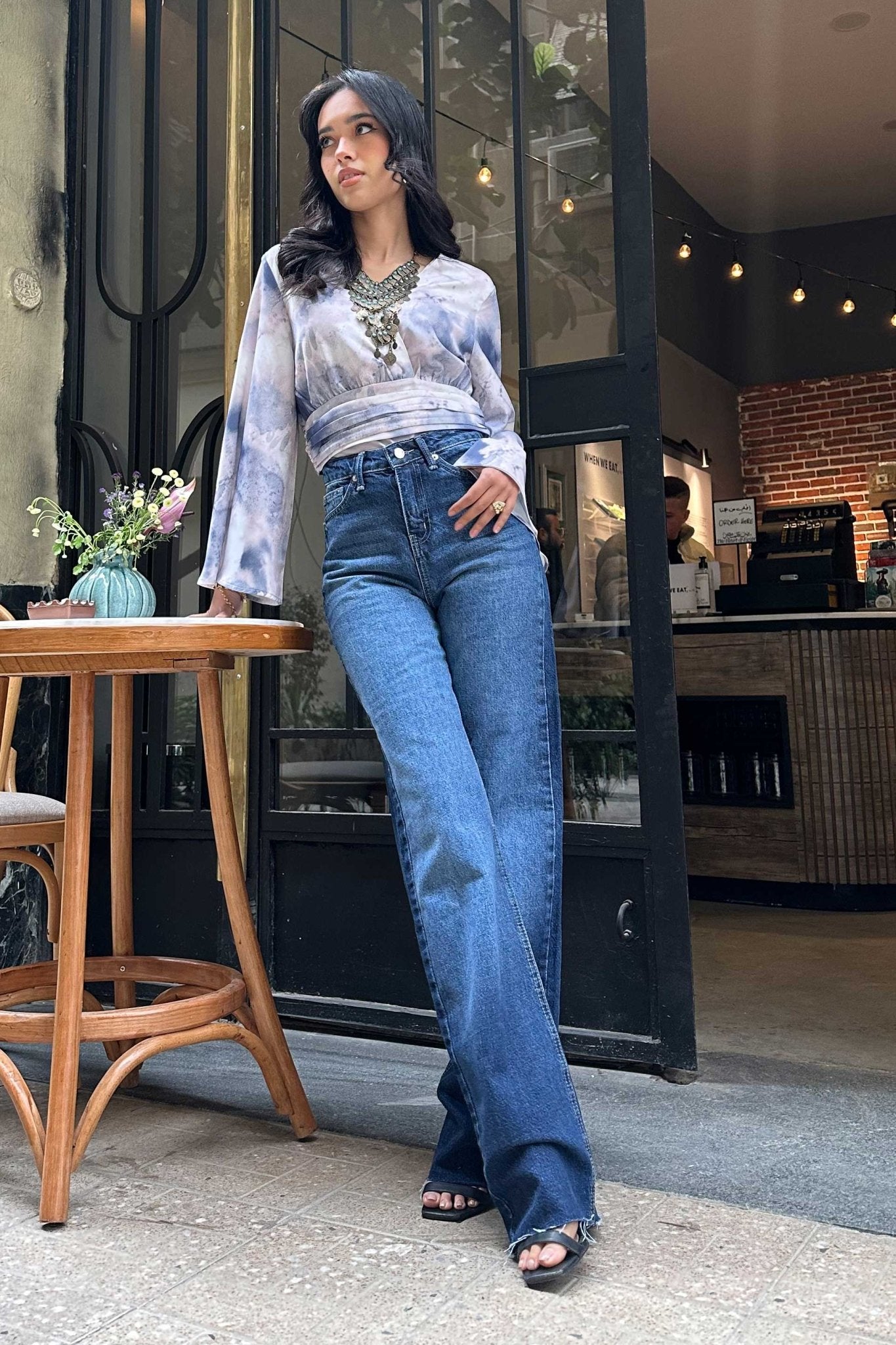 Straight Jeans - Deep Navy Blue Washed Jeans. Straight-Leg CIZARO - Cizaro Jeans
