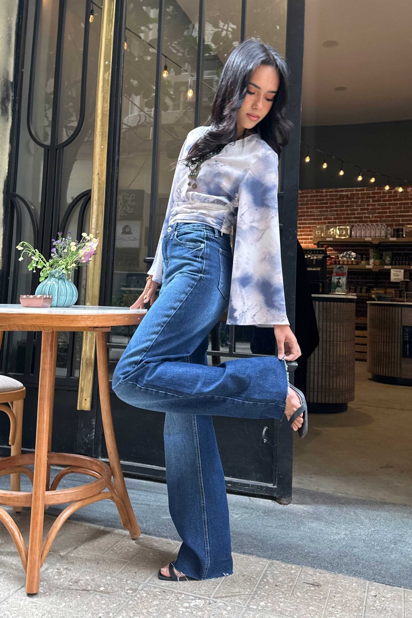 Straight Jeans - Deep Navy Blue Washed Jeans. Straight-Leg CIZARO - Cizaro Jeans