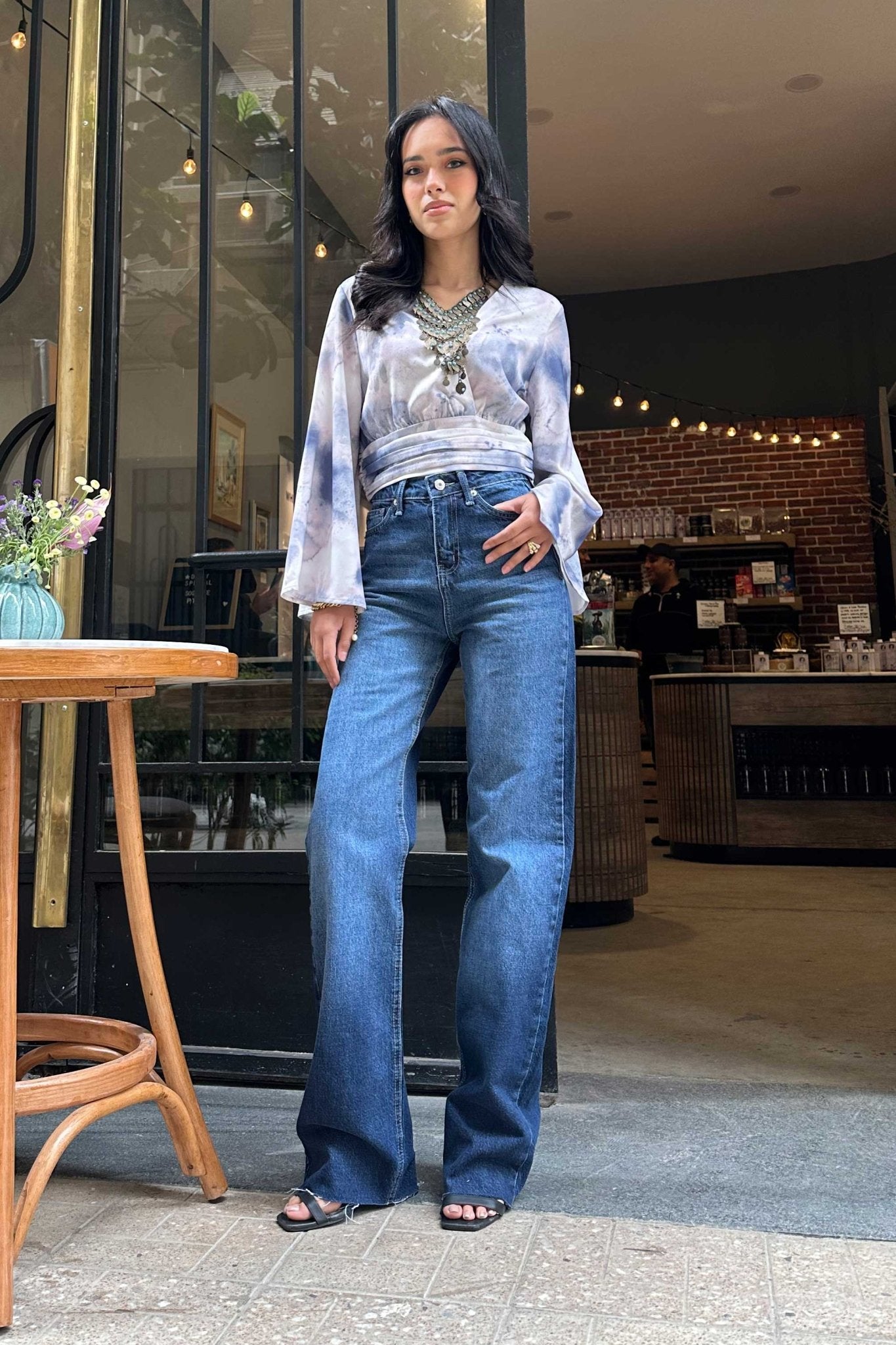 Straight Jeans - Deep Navy Blue Washed Jeans. Straight-Leg CIZARO - Cizaro Jeans