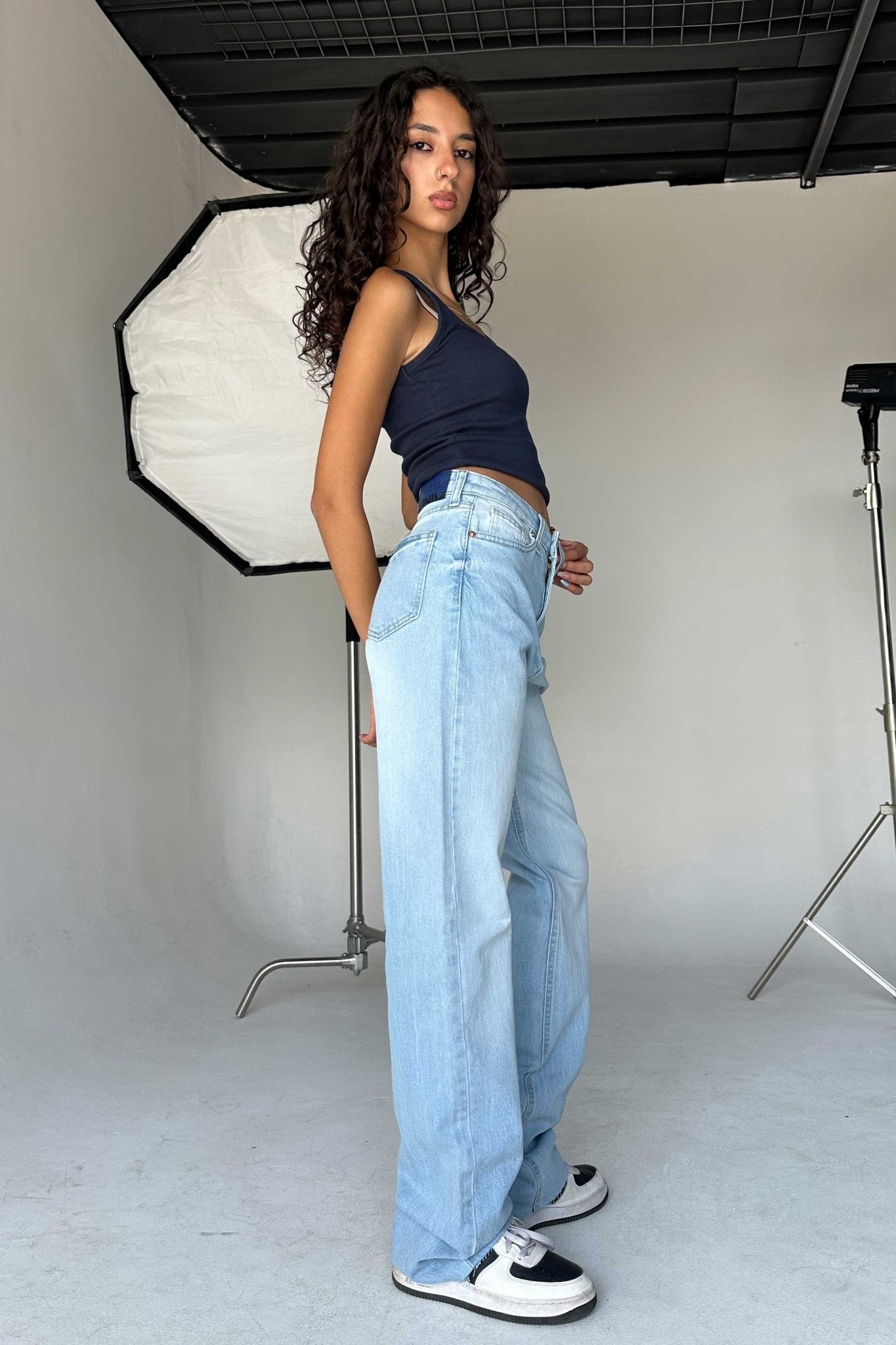 Straight-Leg - High-Waist Iced Acid Washed Azure Jeans straight CIZARO - Cizaro Jeans