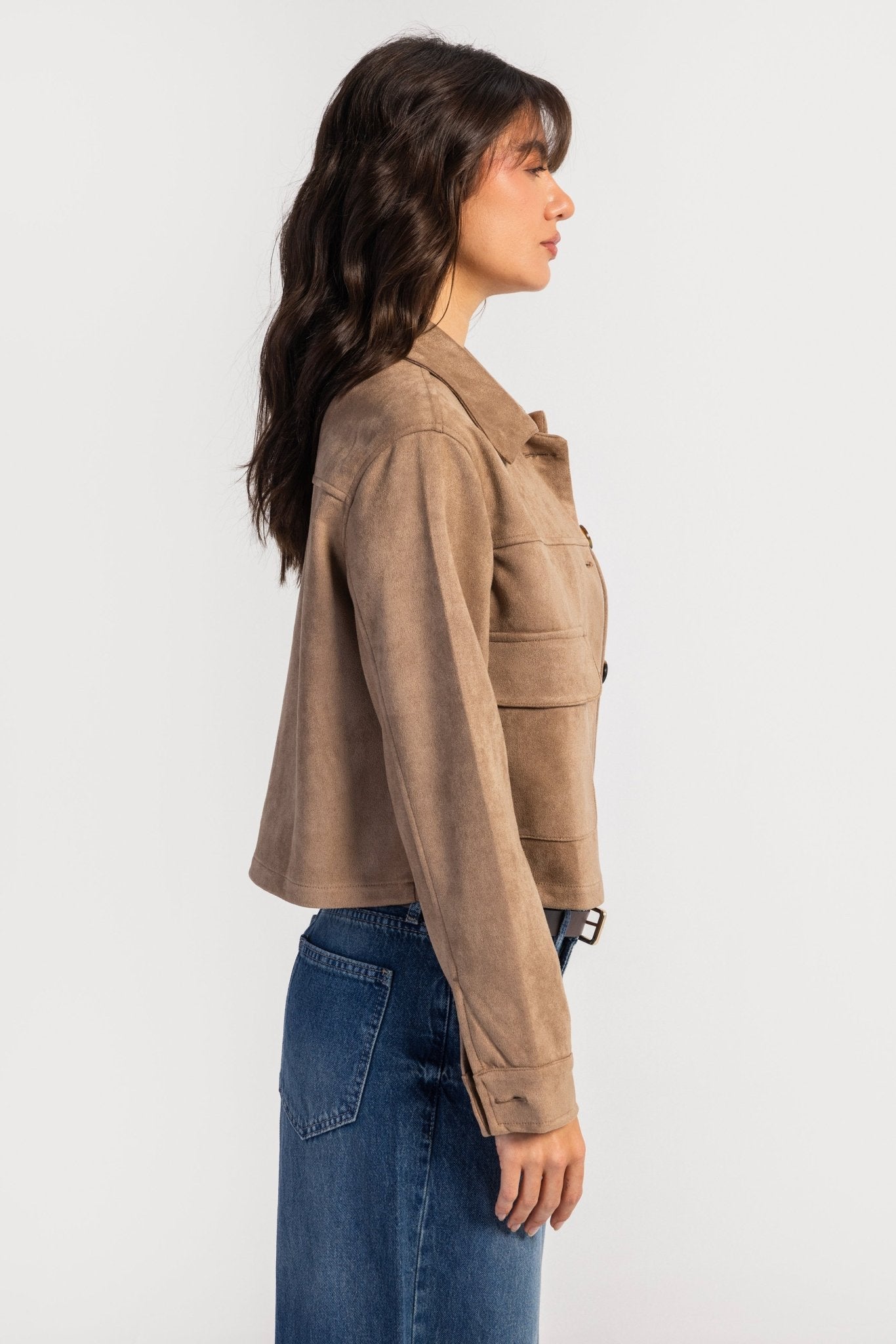Cropped Suede Jacket – Sand Jacket CIZARO - Cizaro Jeans