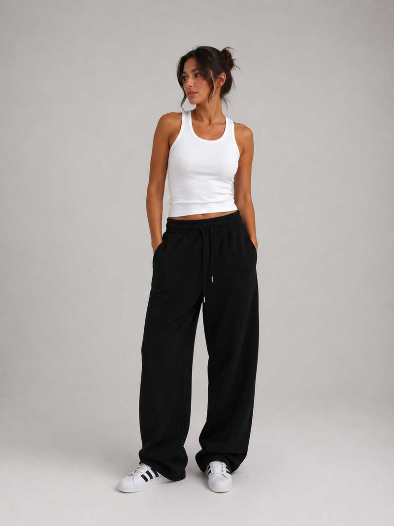 Wide-Leg Sweatpants – Black Sweatpants CIZARO - Cizaro Jeans