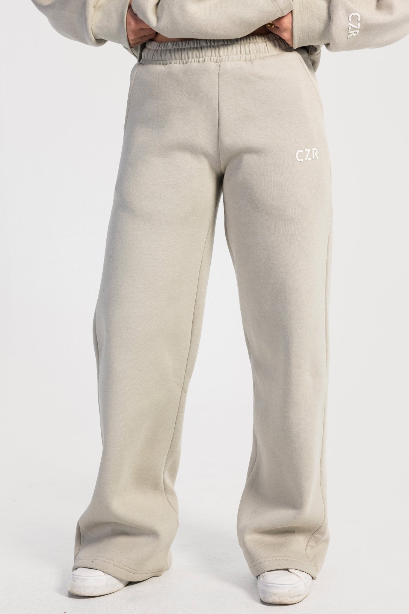 Wide-Leg Sweatpants In Beige Sweatpants CIZARO - Cizaro Jeans