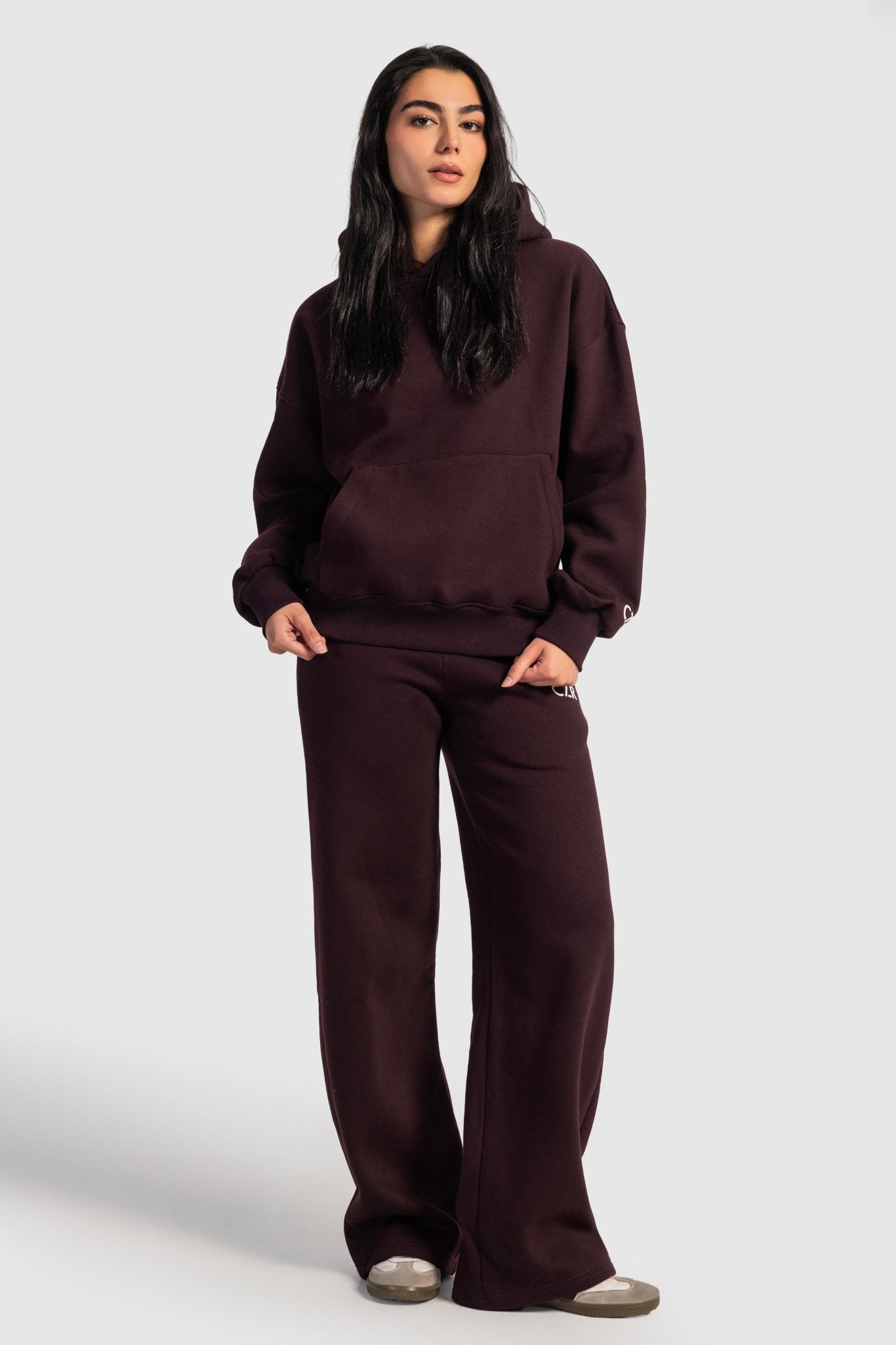 Wide-Leg Sweatpants In Burgundy Sweatpants CIZARO - Cizaro Jeans