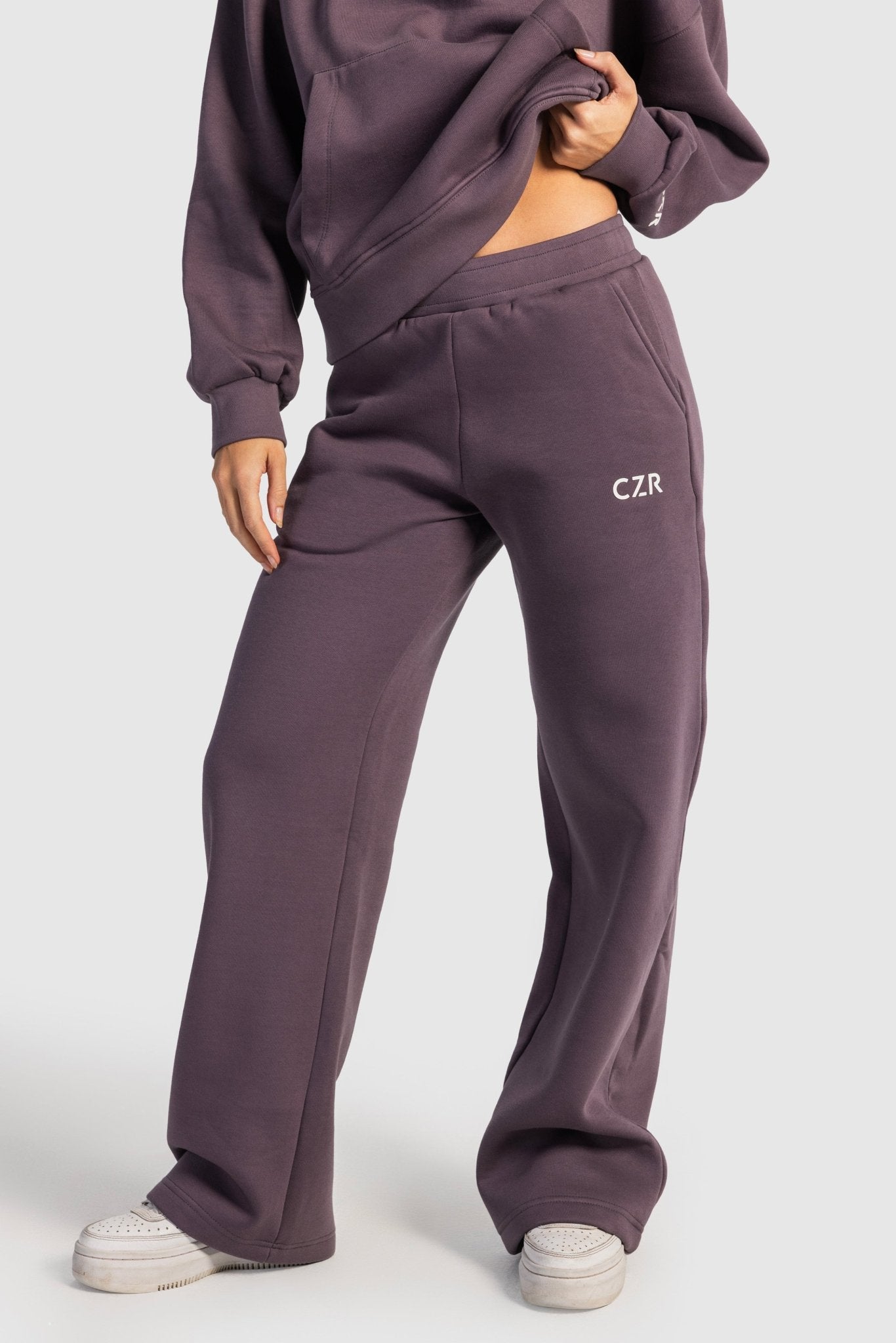 Wide-Leg Sweatpants In Dark Mauve Sweatpants CIZARO - Cizaro Jeans
