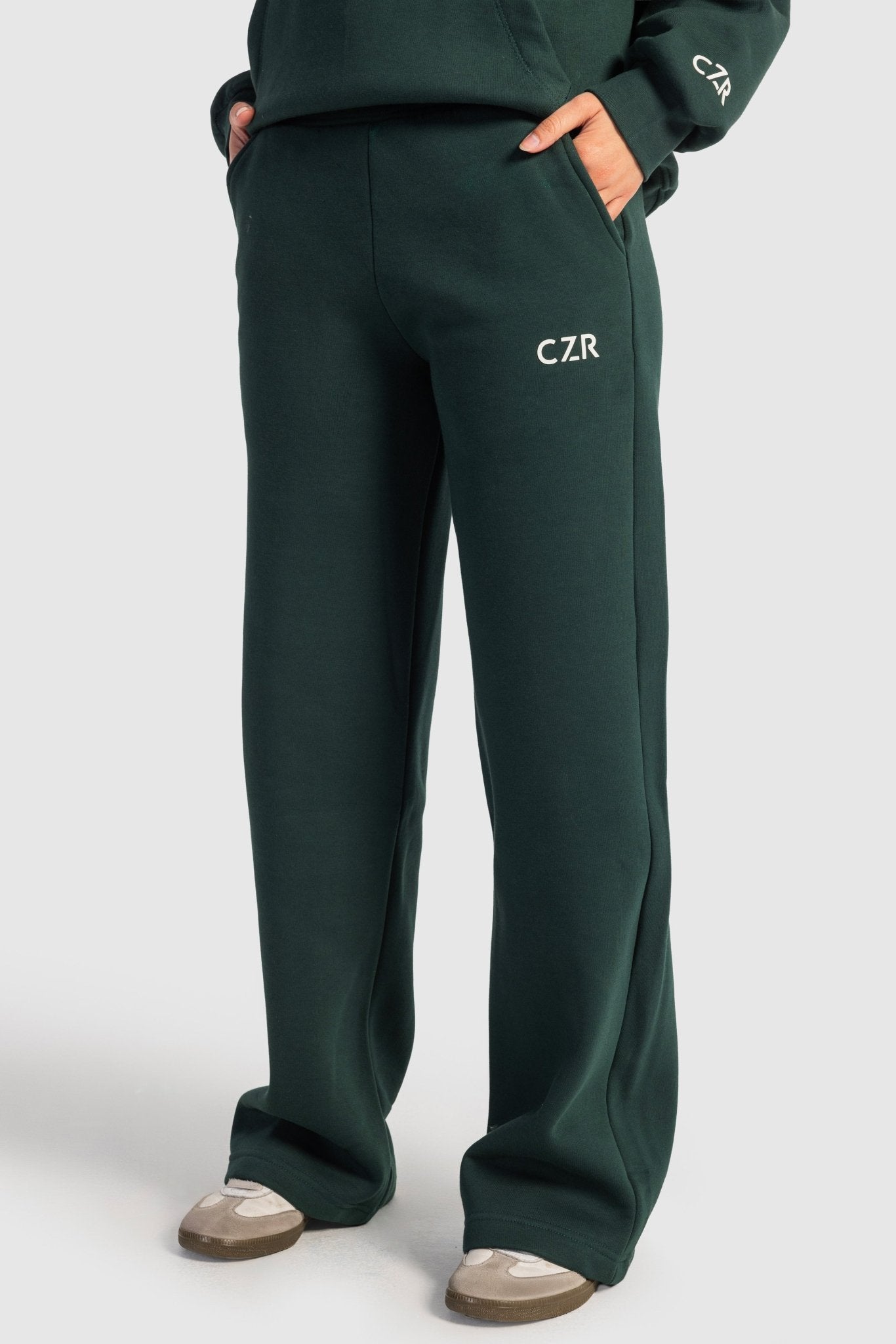 Wide-Leg Sweatpants In Midnight Green Sweatpants CIZARO - Cizaro Jeans