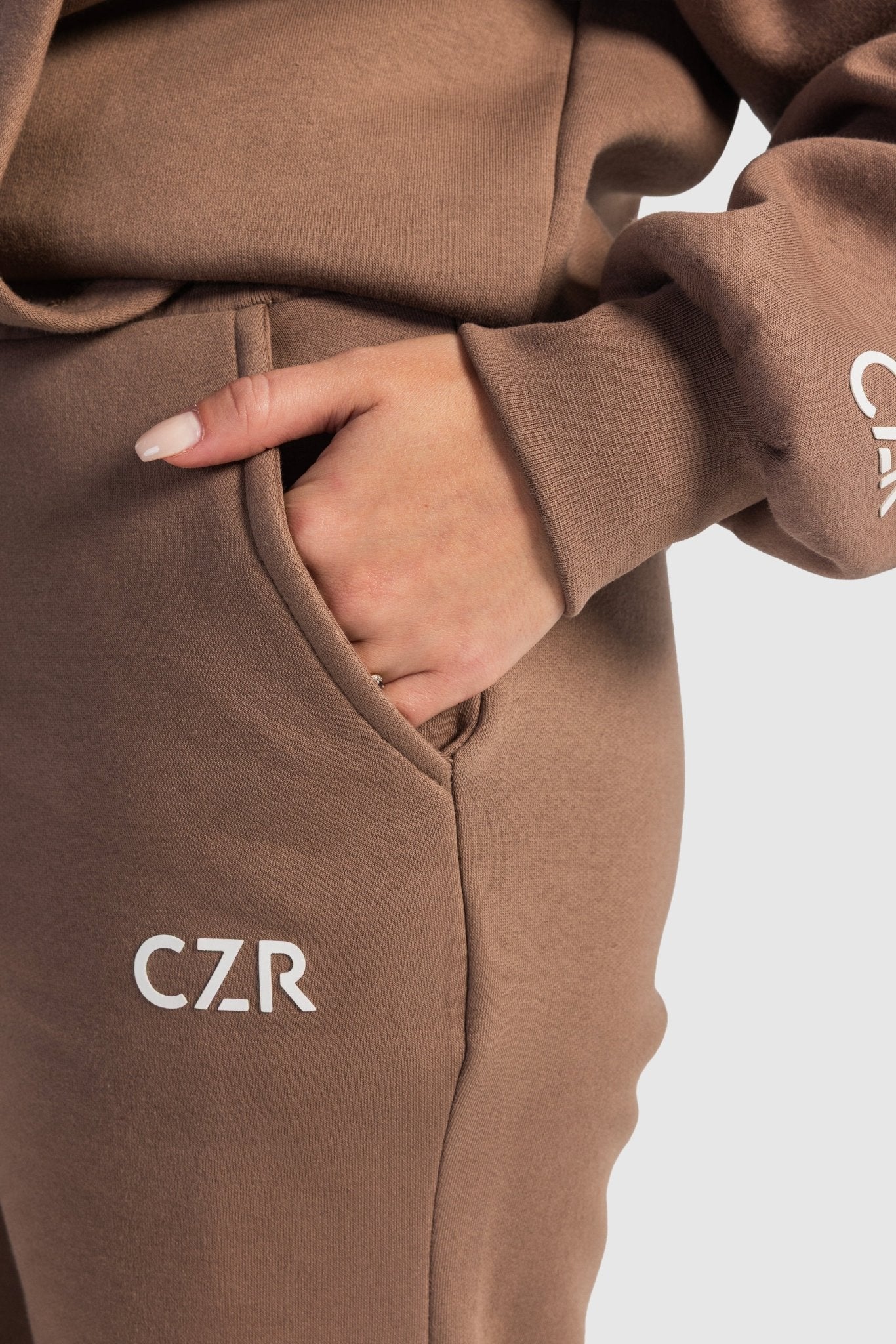 Wide-Leg Sweatpants In Stone Brown Sweatpants CIZARO - Cizaro Jeans