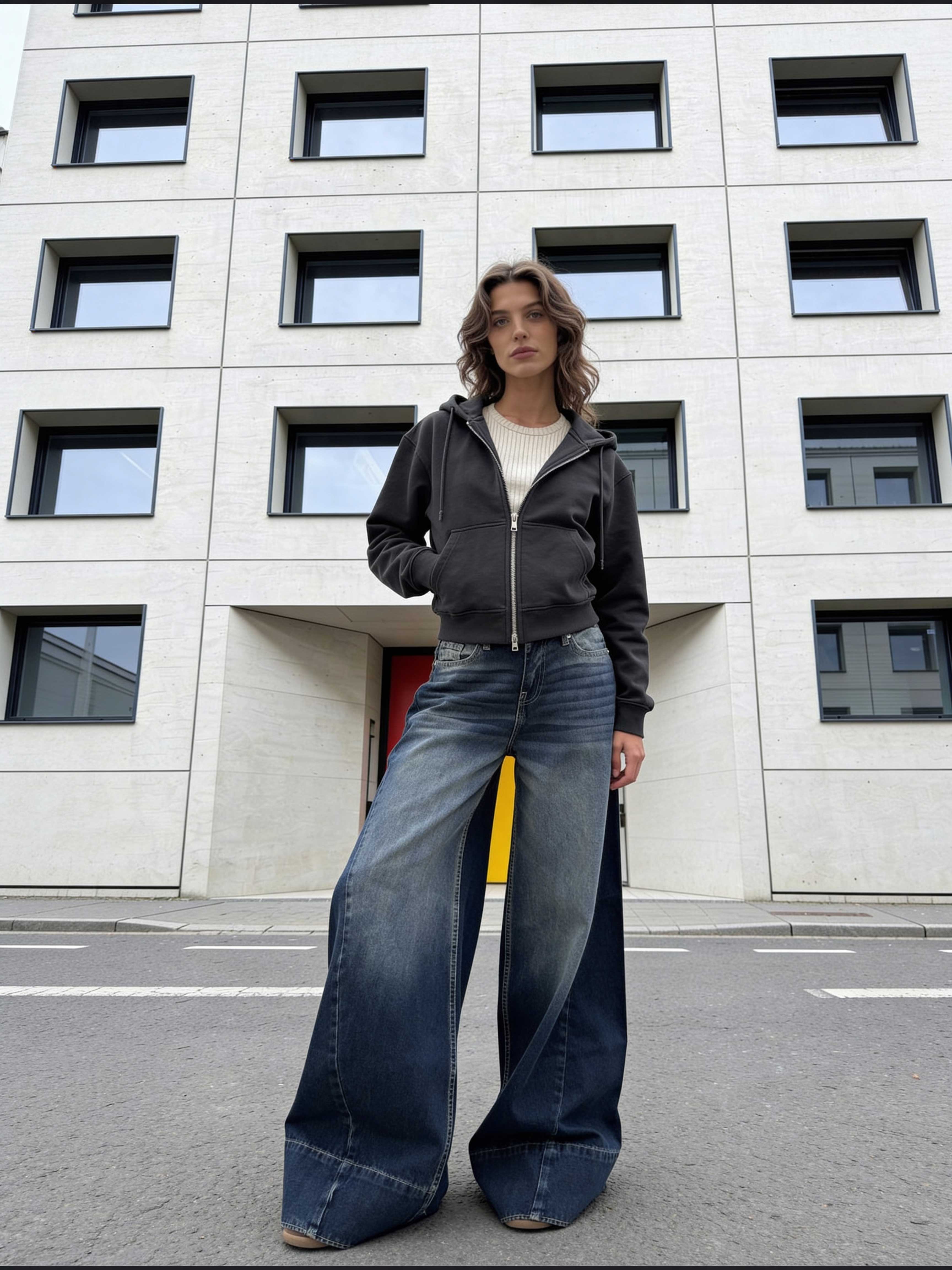 Extreme Wide-Leg – Mid-Rise Deep Vintage Blue Jeans Extreme Wide Leg CIZARO - Cizaro Jeans