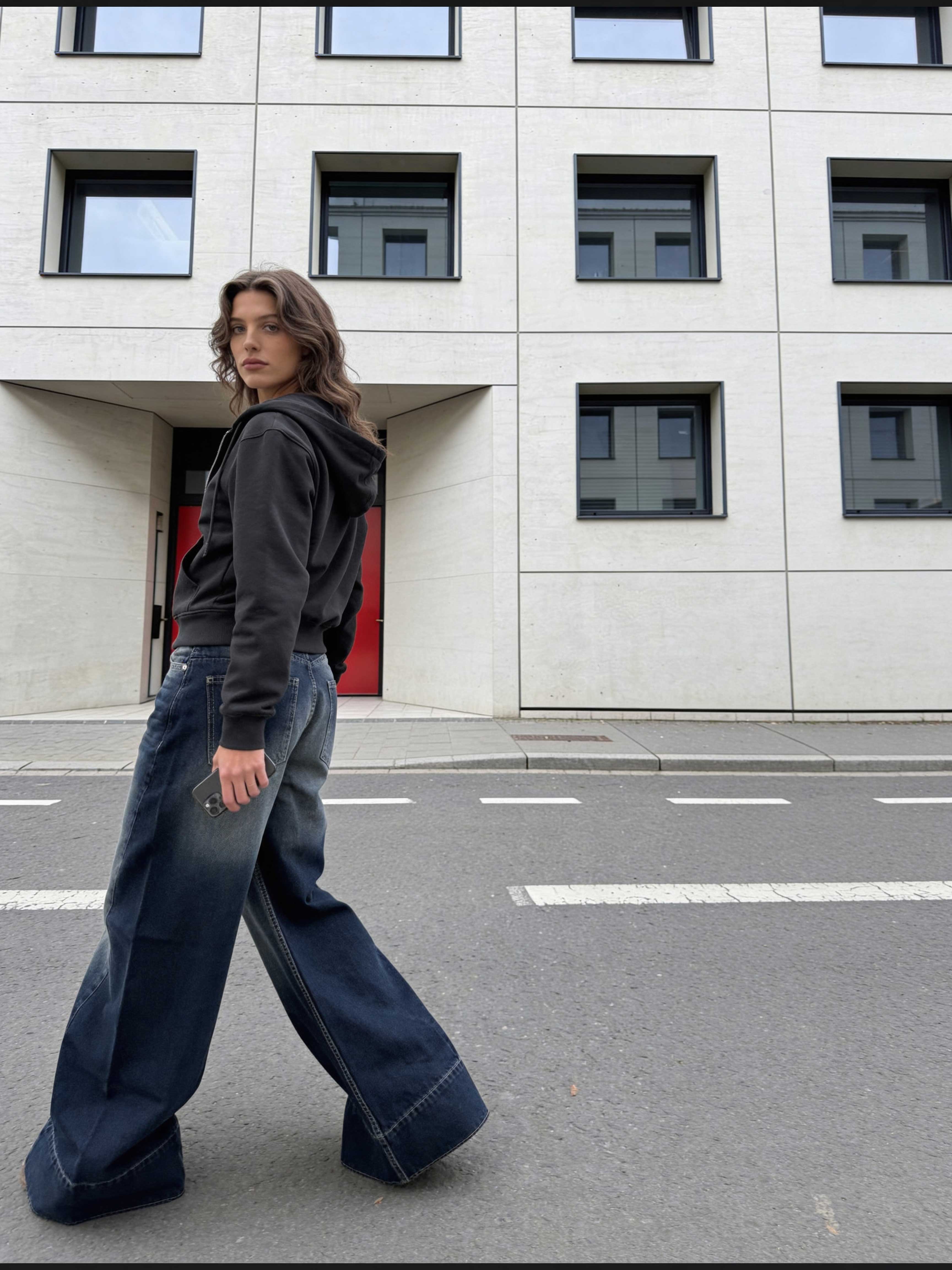 Extreme Wide-Leg – Mid-Rise Deep Vintage Blue Jeans Extreme Wide Leg CIZARO - Cizaro Jeans