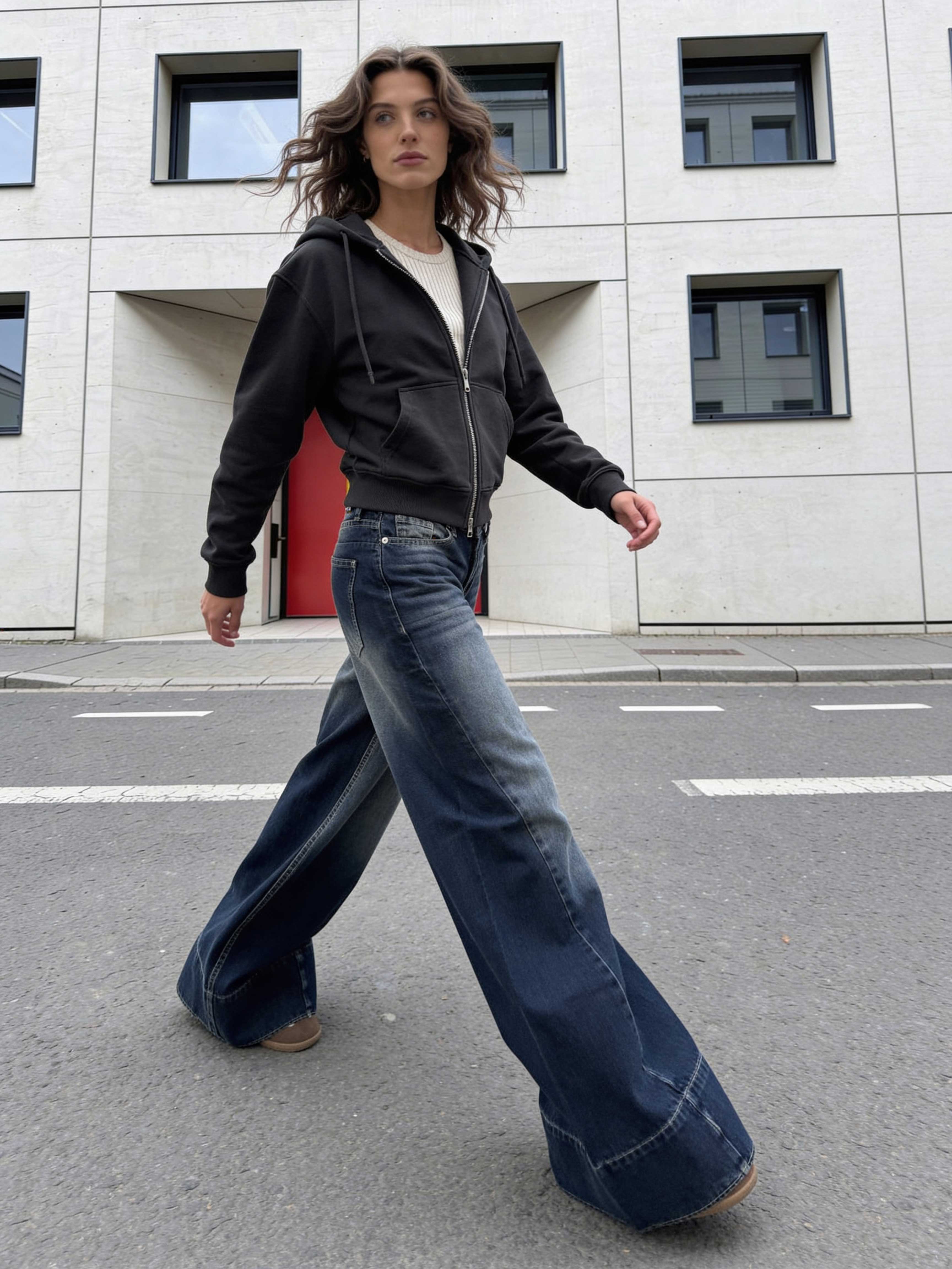 Extreme Wide-Leg – Mid-Rise Deep Vintage Blue Jeans Extreme Wide Leg CIZARO - Cizaro Jeans