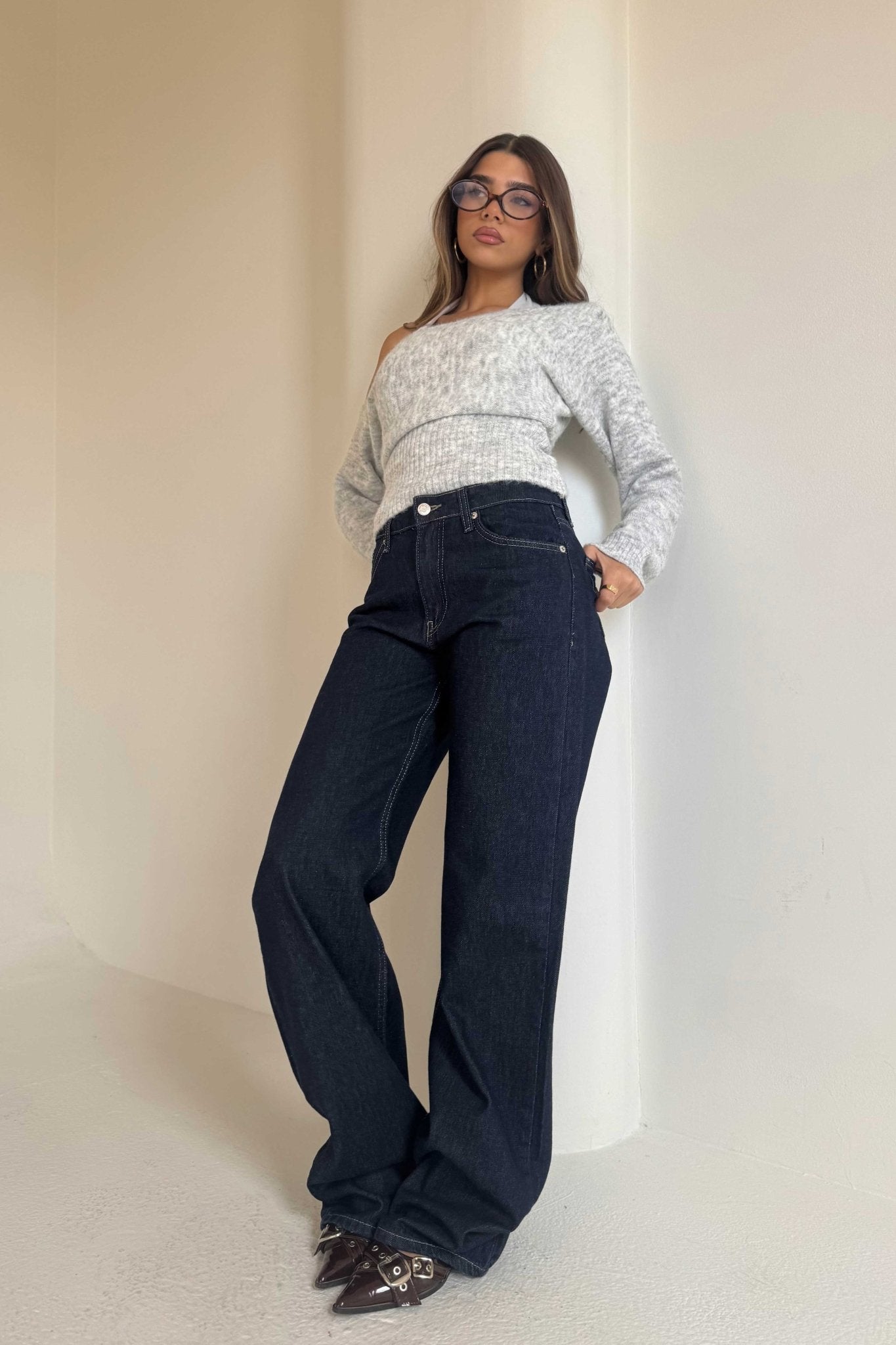 Wide Leg – Mid-Rise Raw Denim Jeans wide leg CIZARO - Cizaro Jeans