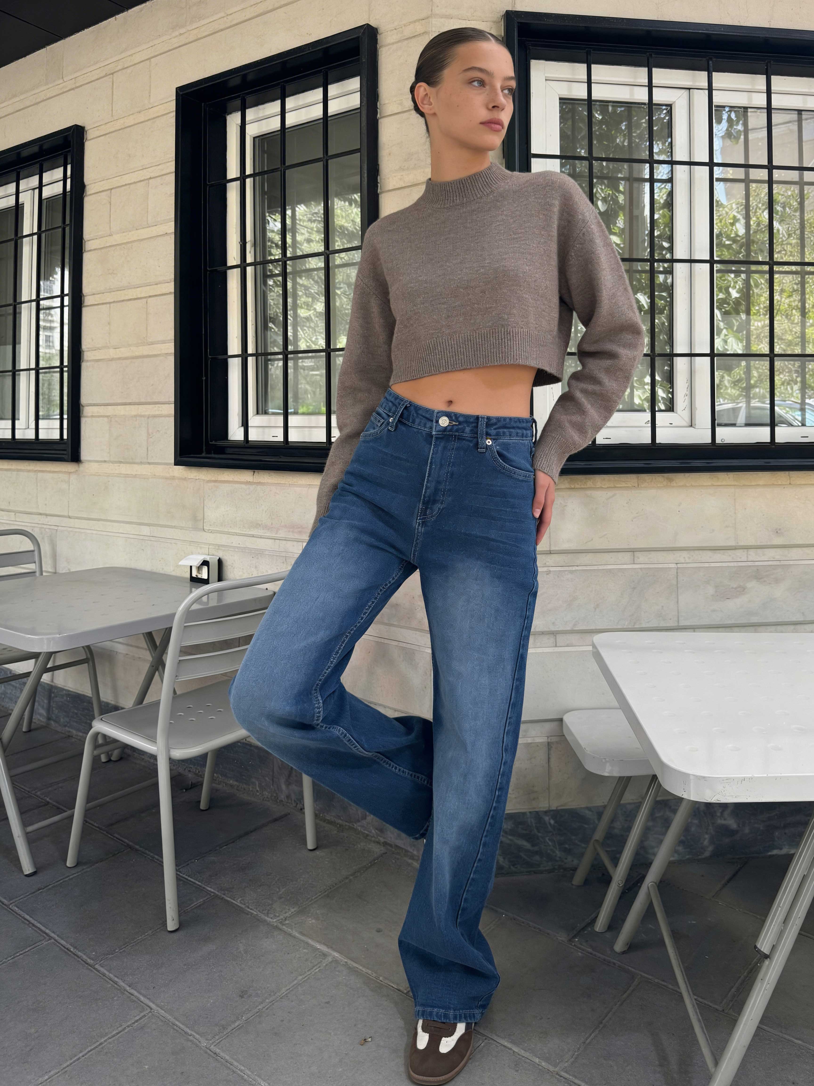 Wide-Leg – High-Waist Faded Blue Jeans Wide Leg CIZARO - Cizaro Jeans