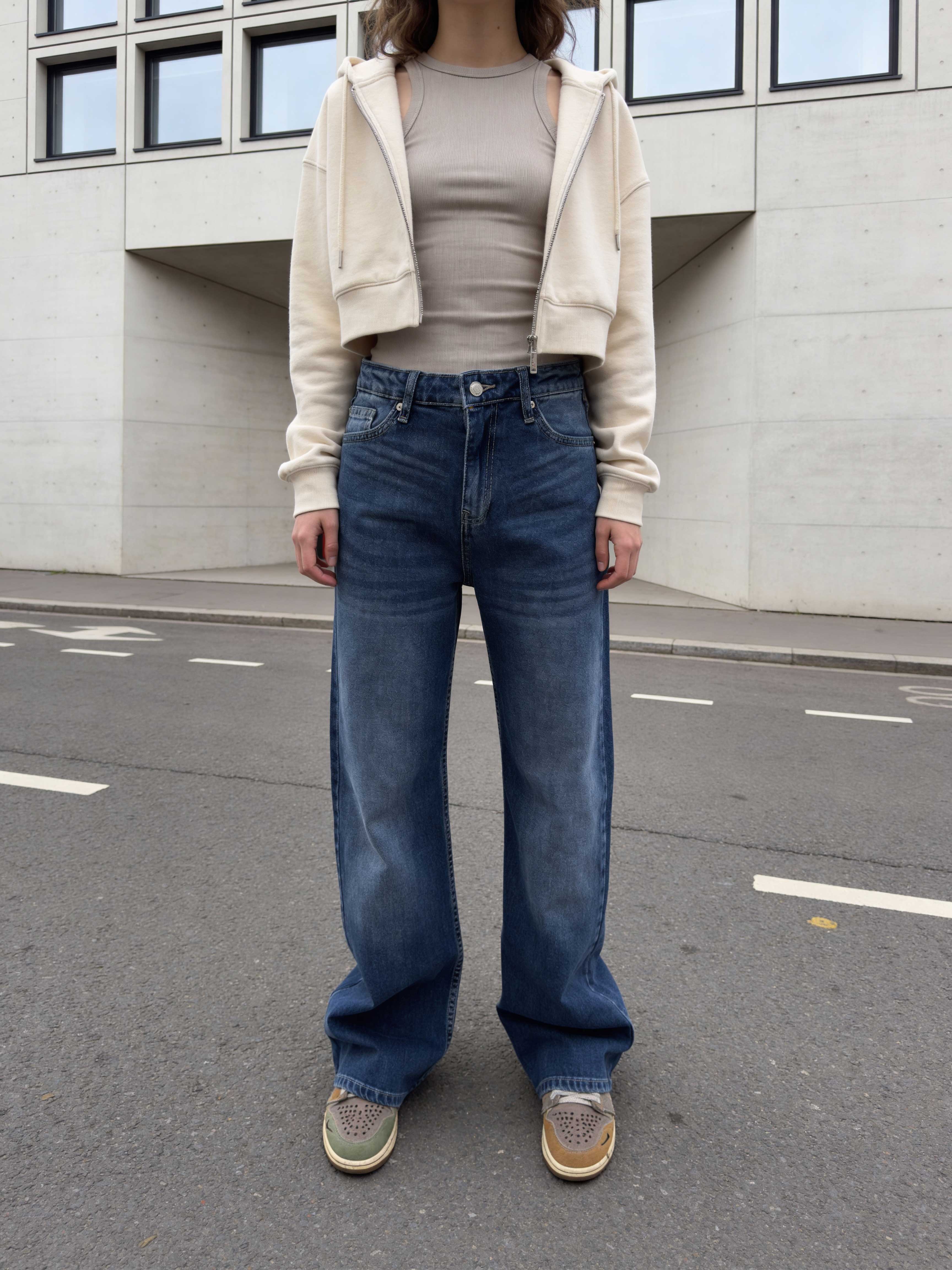 Wide-Leg – High-Waist Ocean Blue Jeans